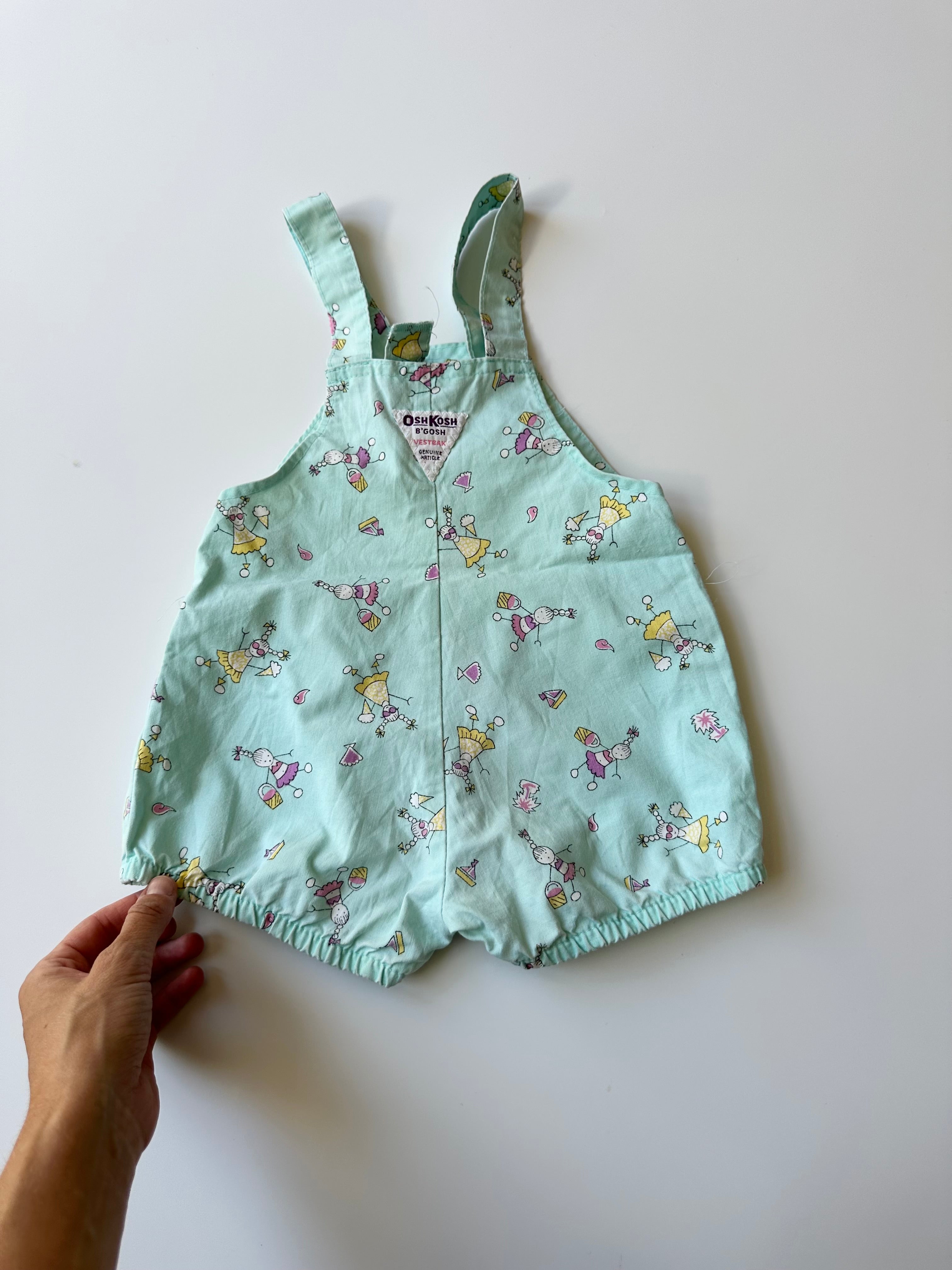Vintage OshKosh Light Blue Beach Shortalls 18-24 Months