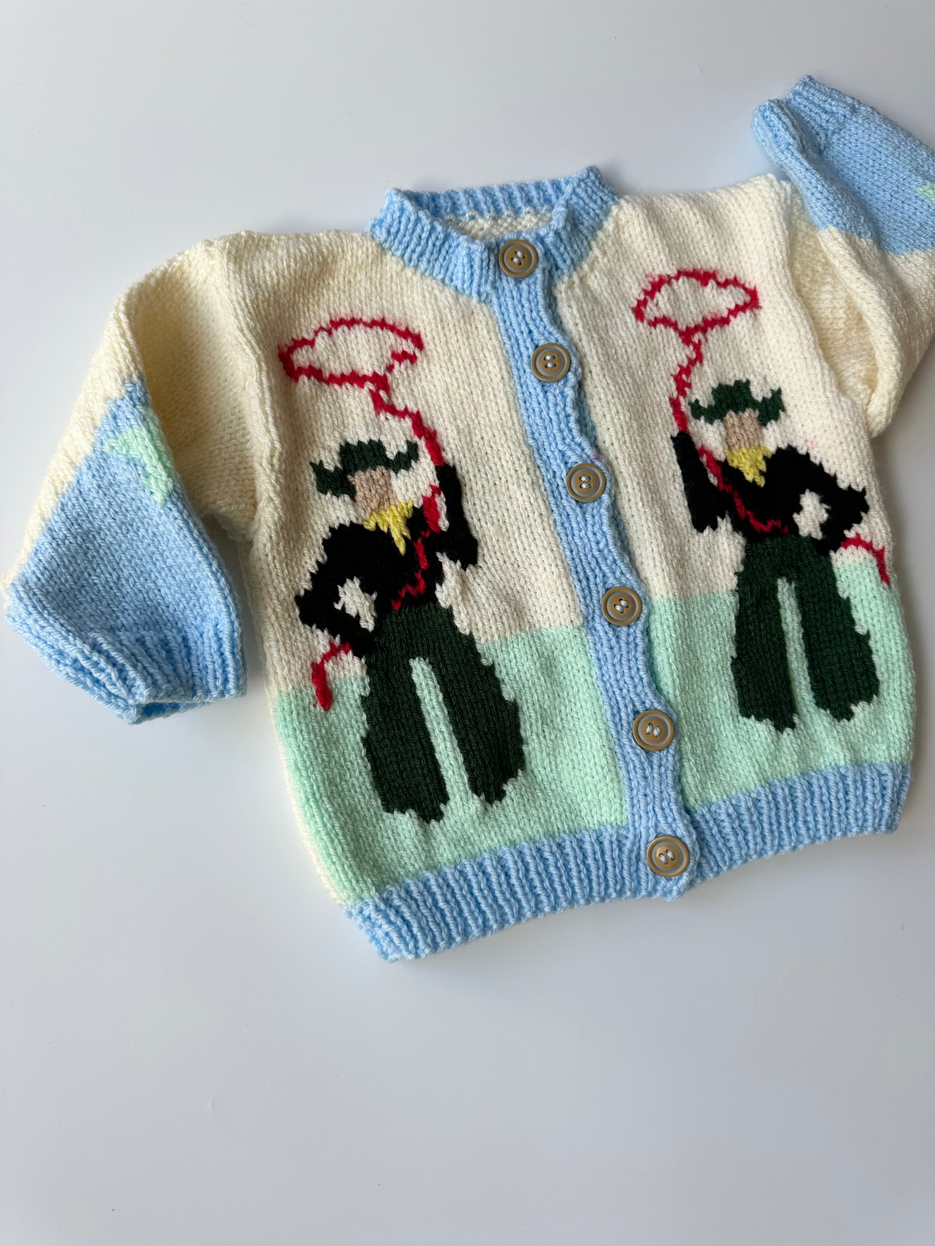 Hand-Knitted Cowboy Cardigan 2-4 Years