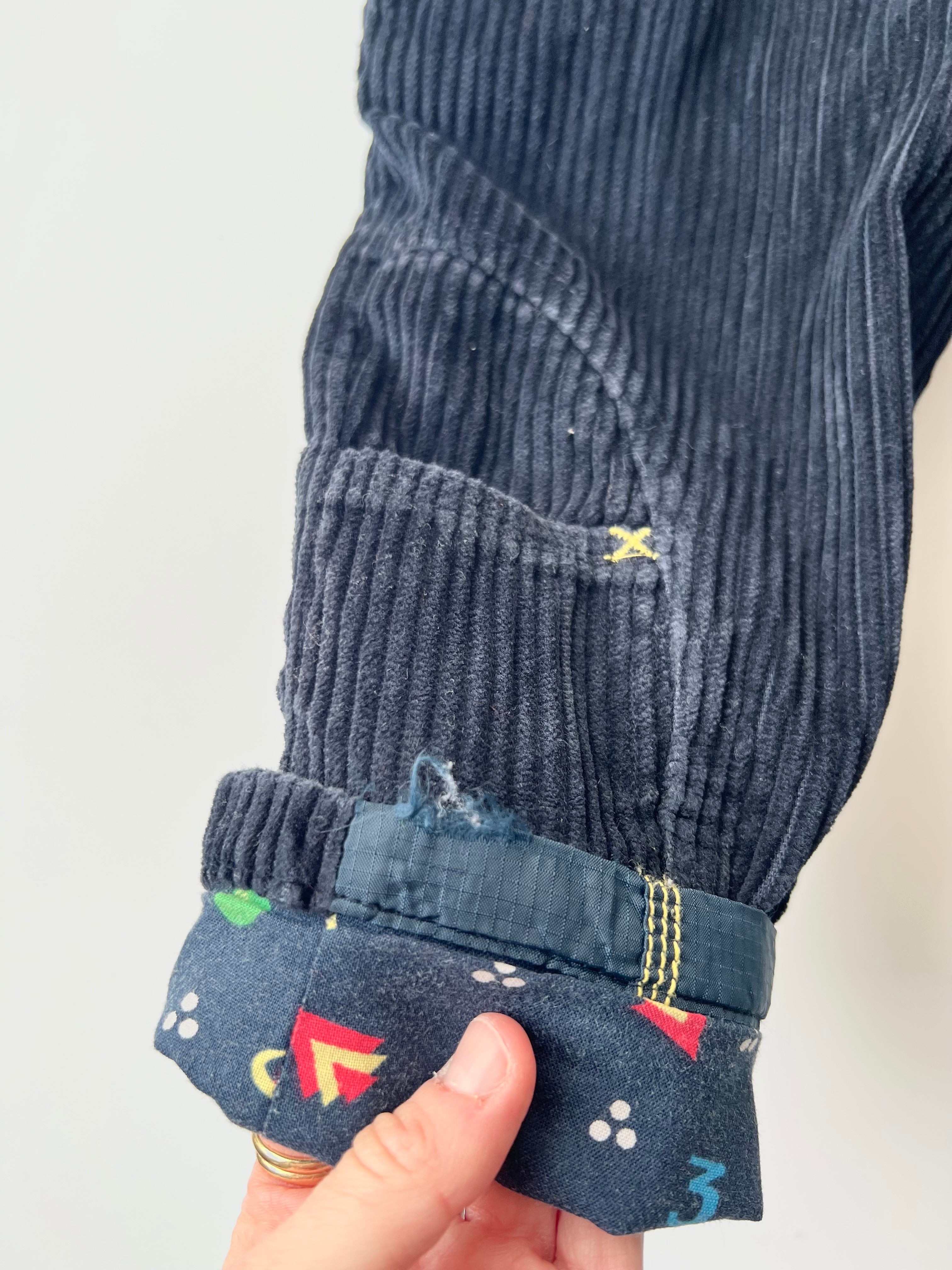 Vintage Kids Navy Corduroy Dungarees with Space Fabric Lining 🪐 18-24 Months