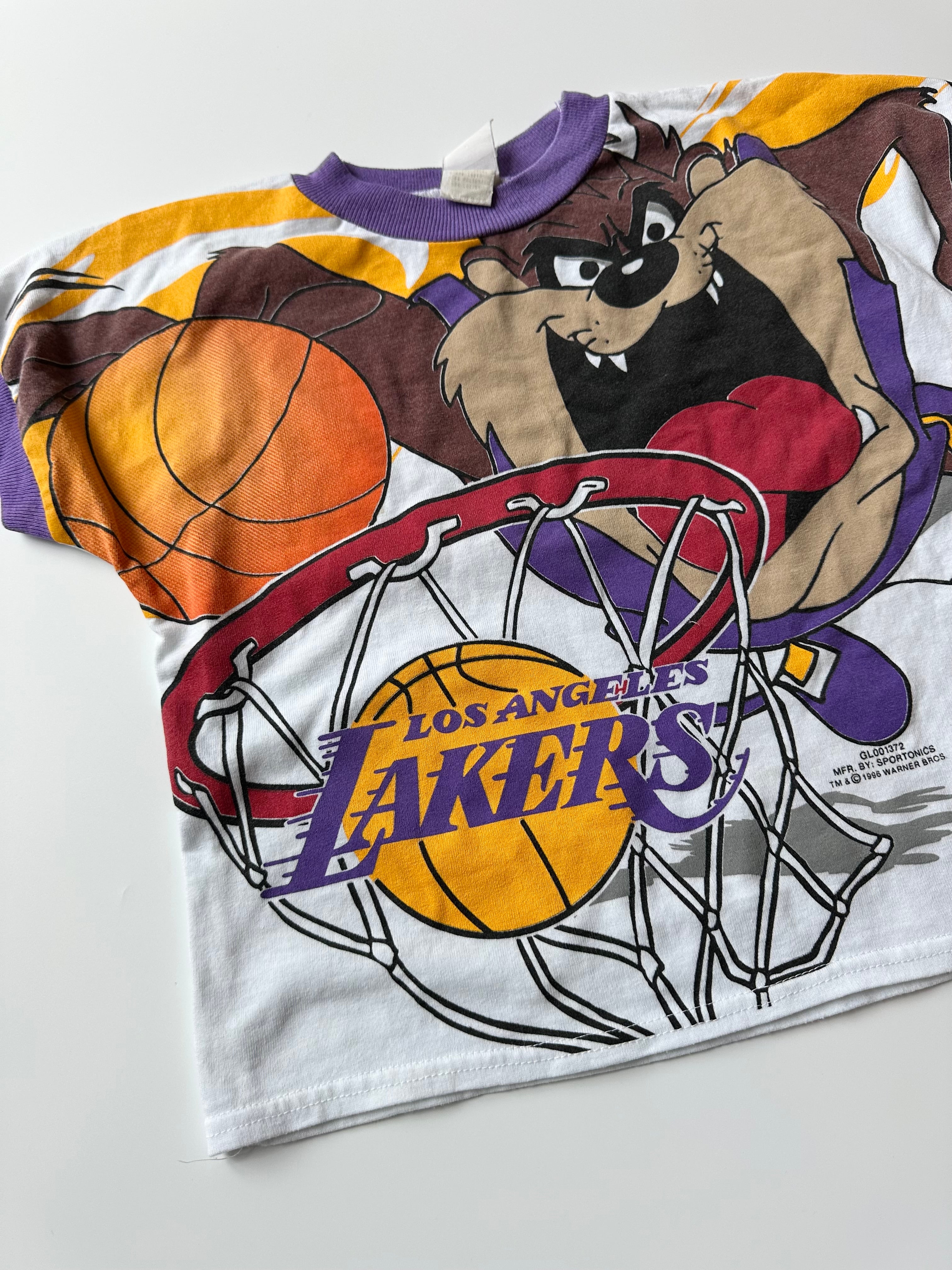 Vintage Children's Looney Tunes Lakers T-Shirt ft. Tasmanian Devil 🏀 6-7 Years