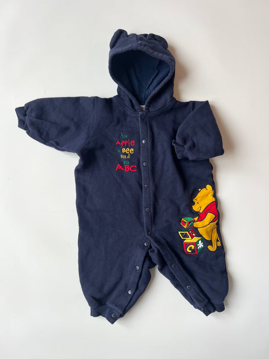 Vintage Winnie the Pooh Romper with Hood 6-12 Months