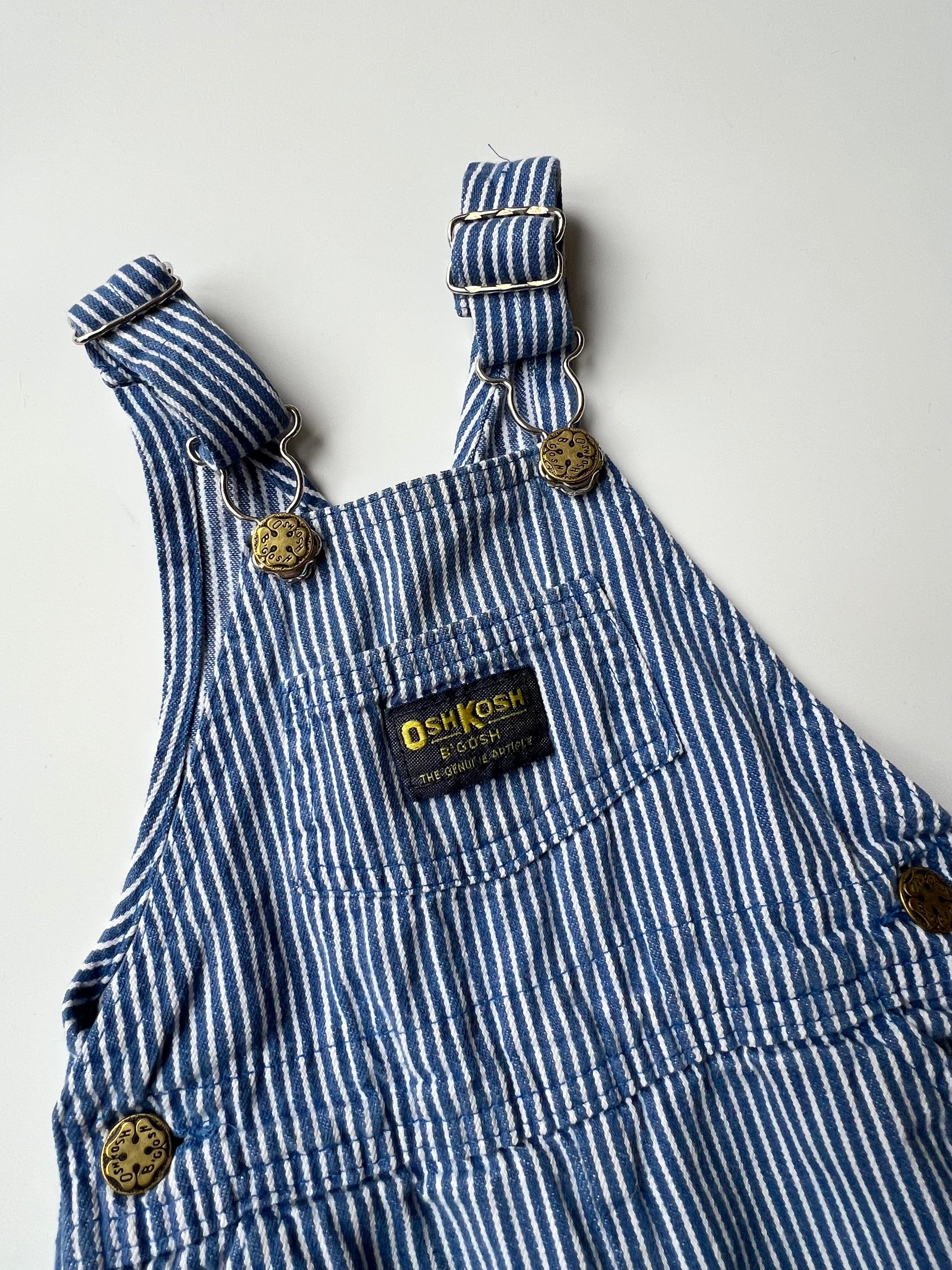 Vintage OshKosh Hickory Stripe Dungarees 12-18 Months