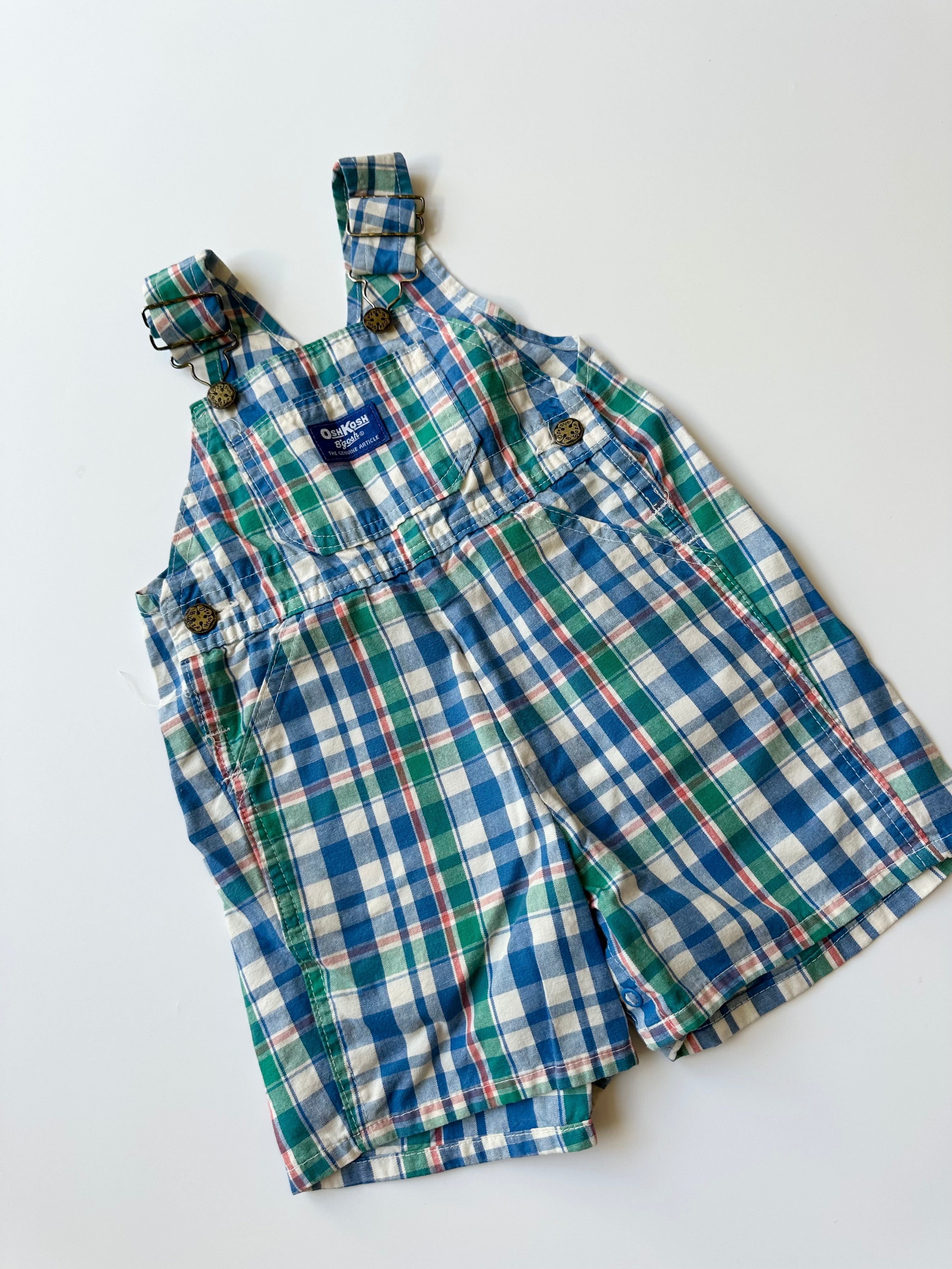 Vintage OshKosh Multicolour Check Dungarees 18-24 Months