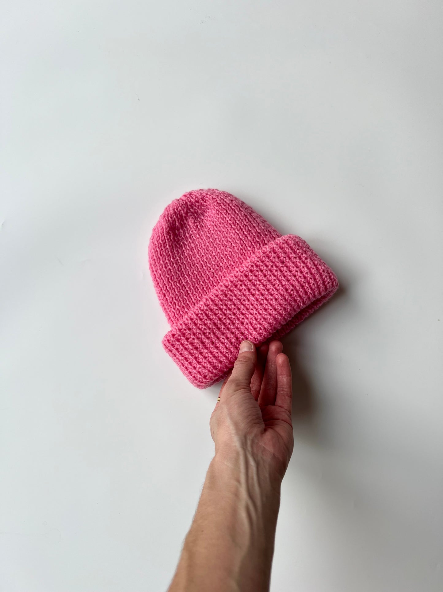 Hand Knitted Pink Fisherman’s Beanie Newborn-1 Year