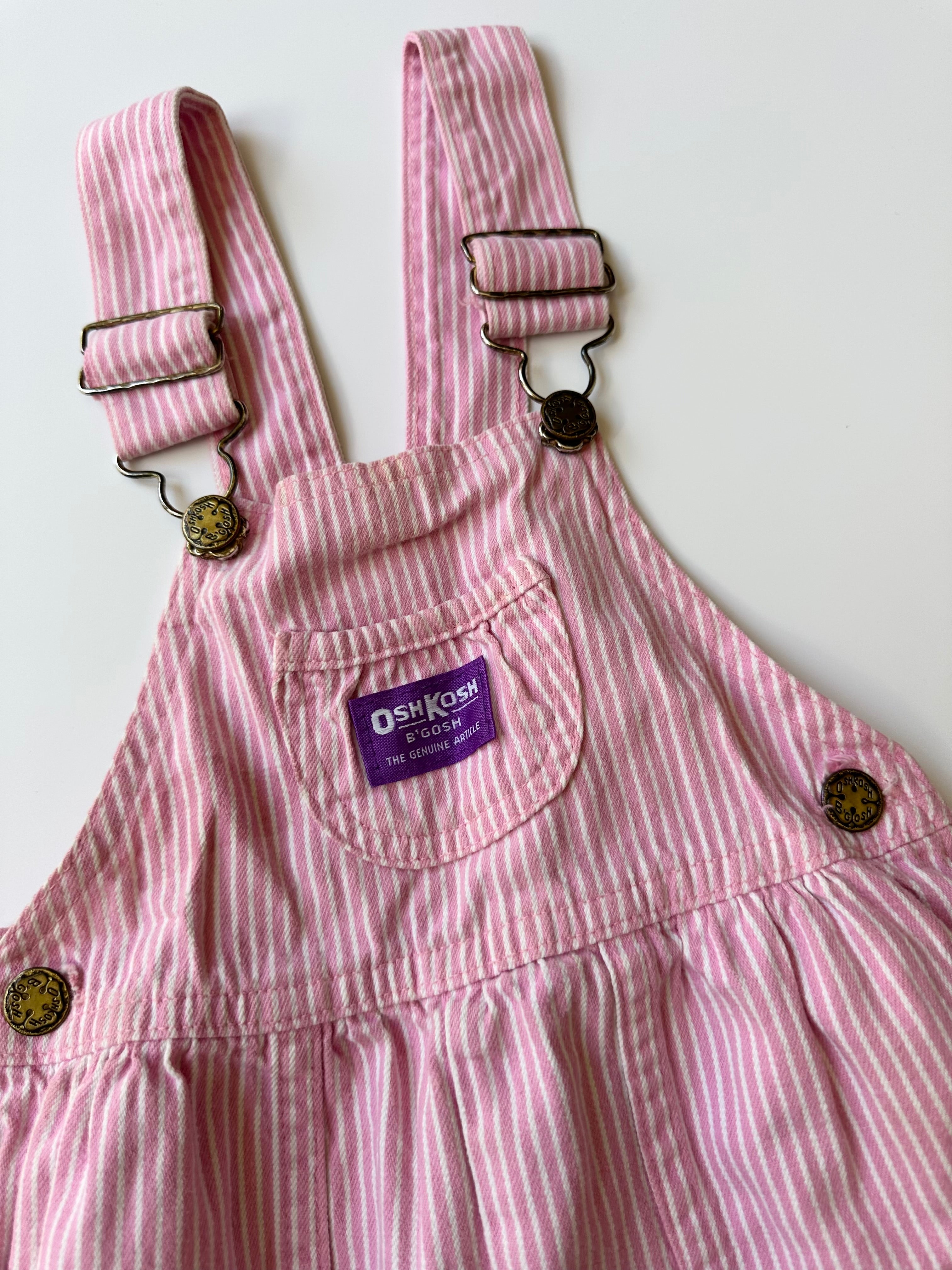 Vintage OshKosh Pink Stripe Dungarees w/ Purple Tag 2-3 Years
