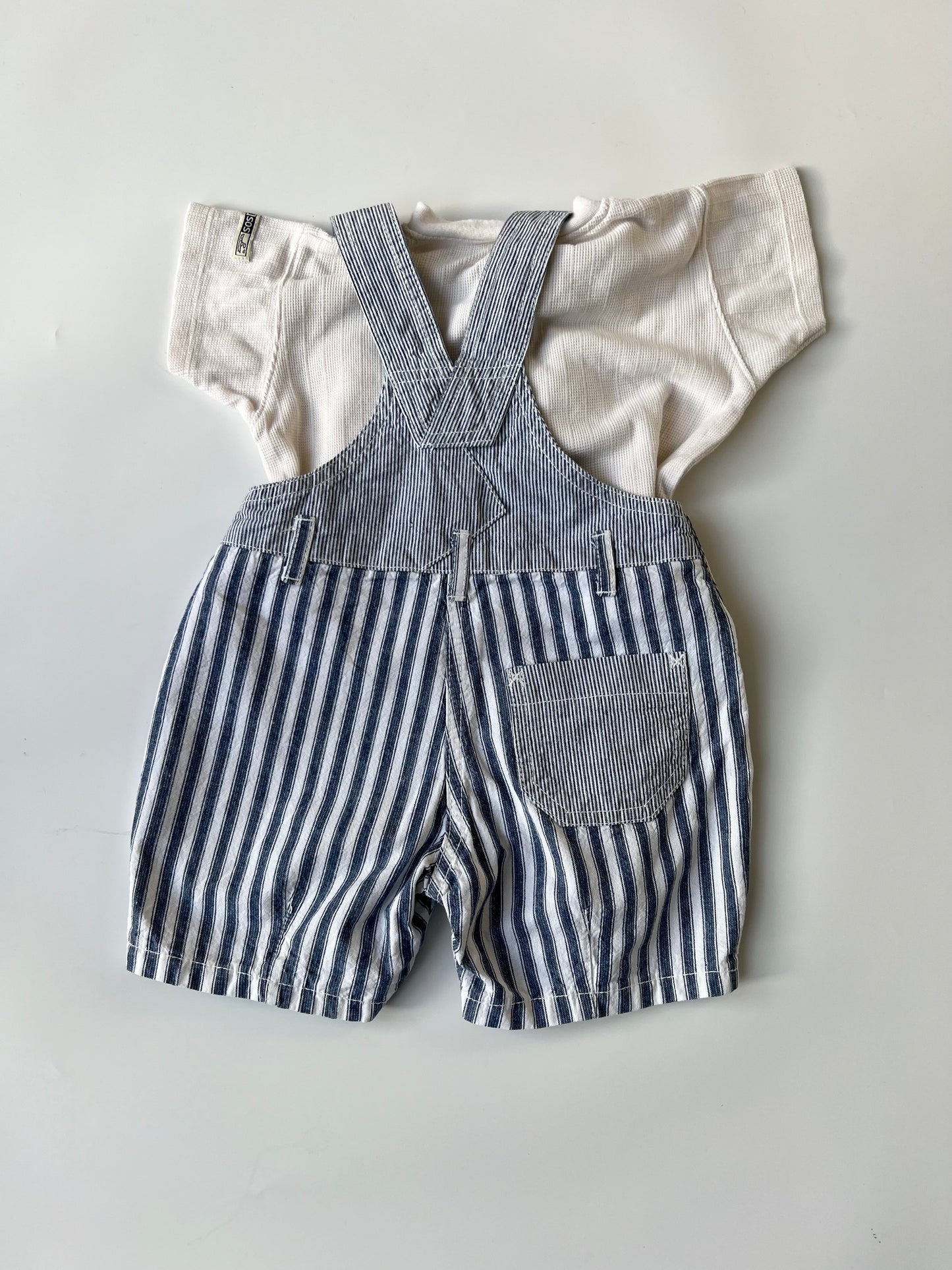 Vintage Adams Striped Shorteralls & Matching Tshirt 6-9 Months