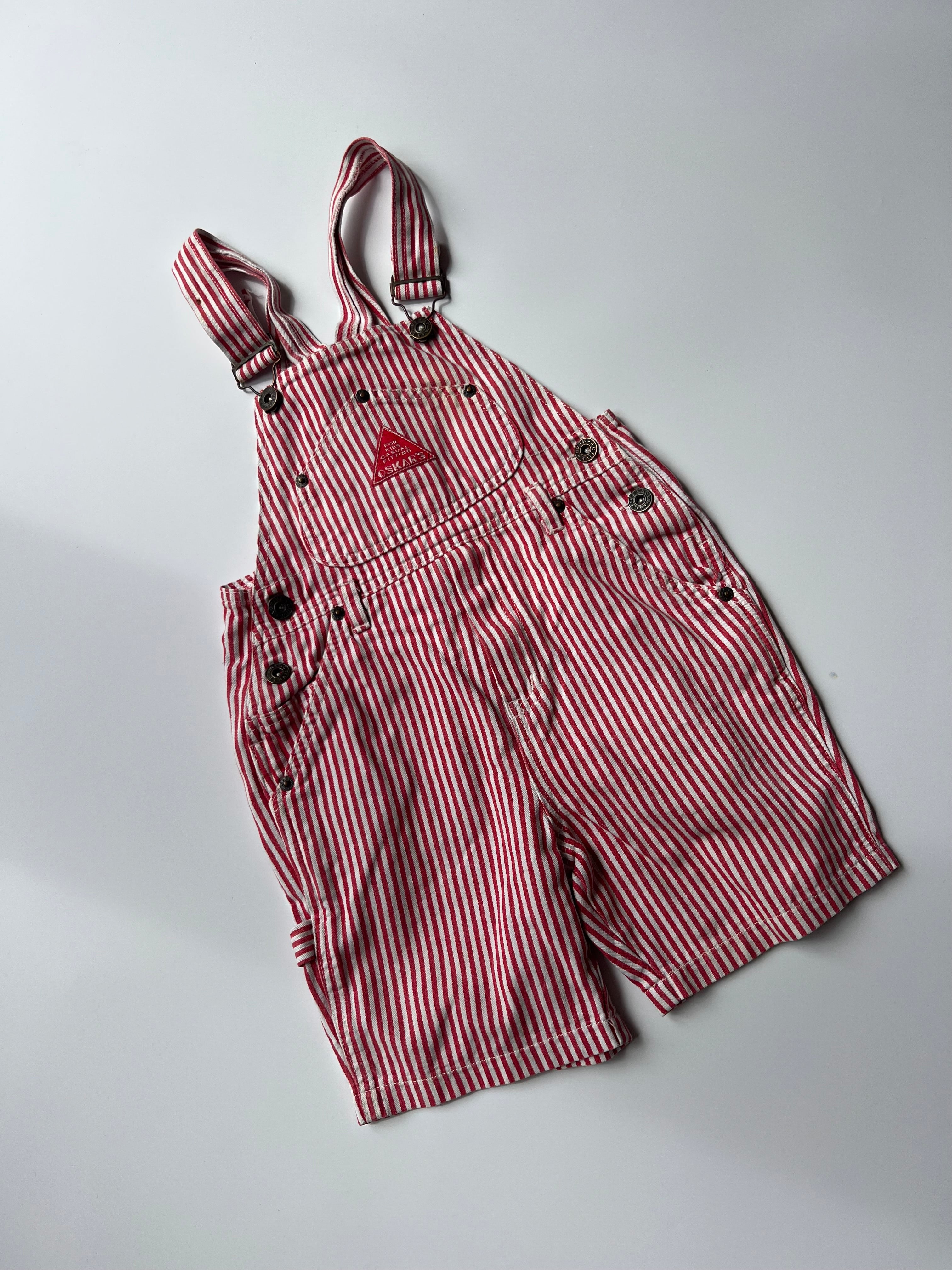 Vintage Red & White Striped Oscar’s Dungaree Shorts 4-6 years