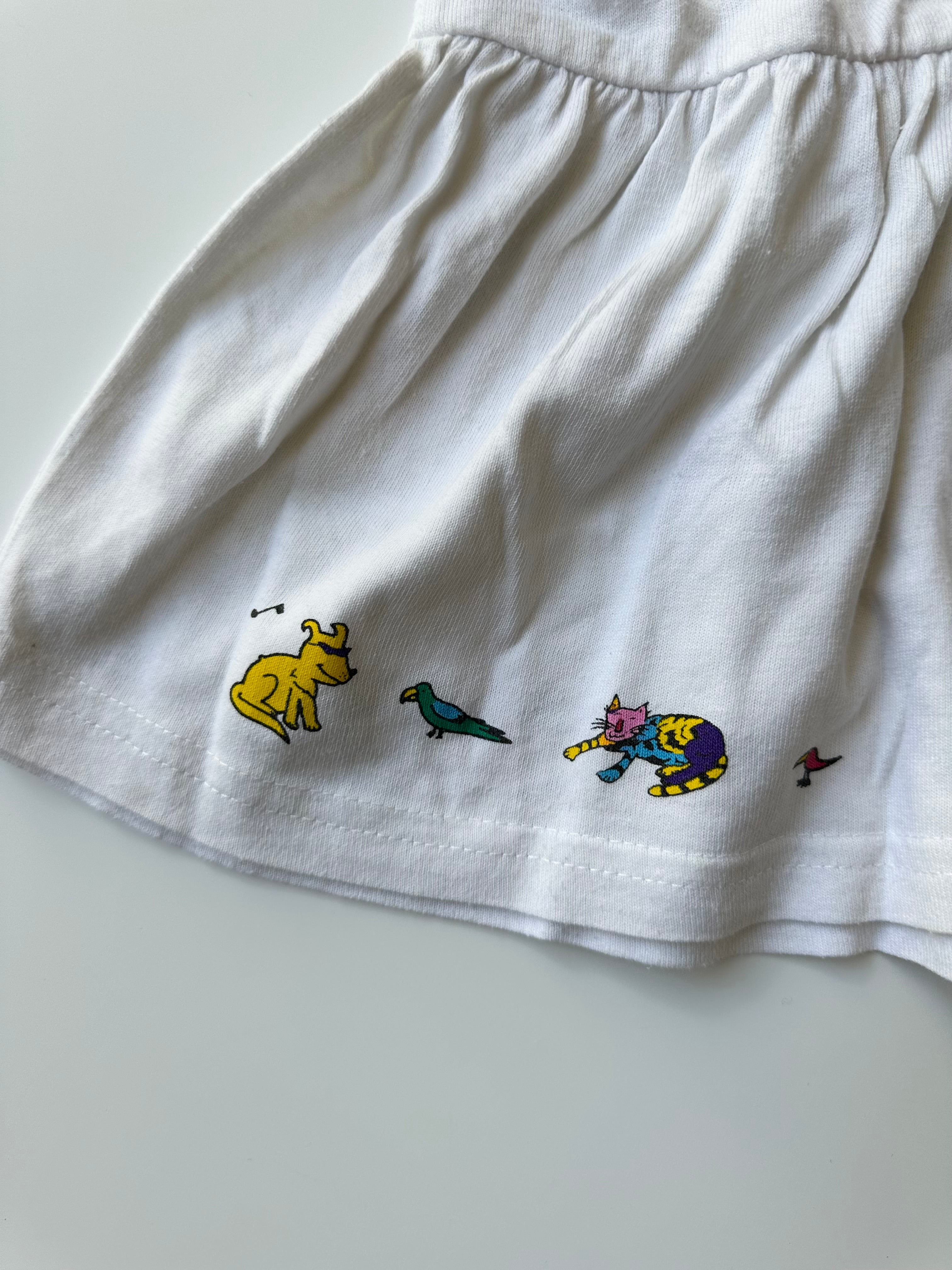 Vintage Life is Art Cotton Dress with Fun Cartoons 4-5 Years