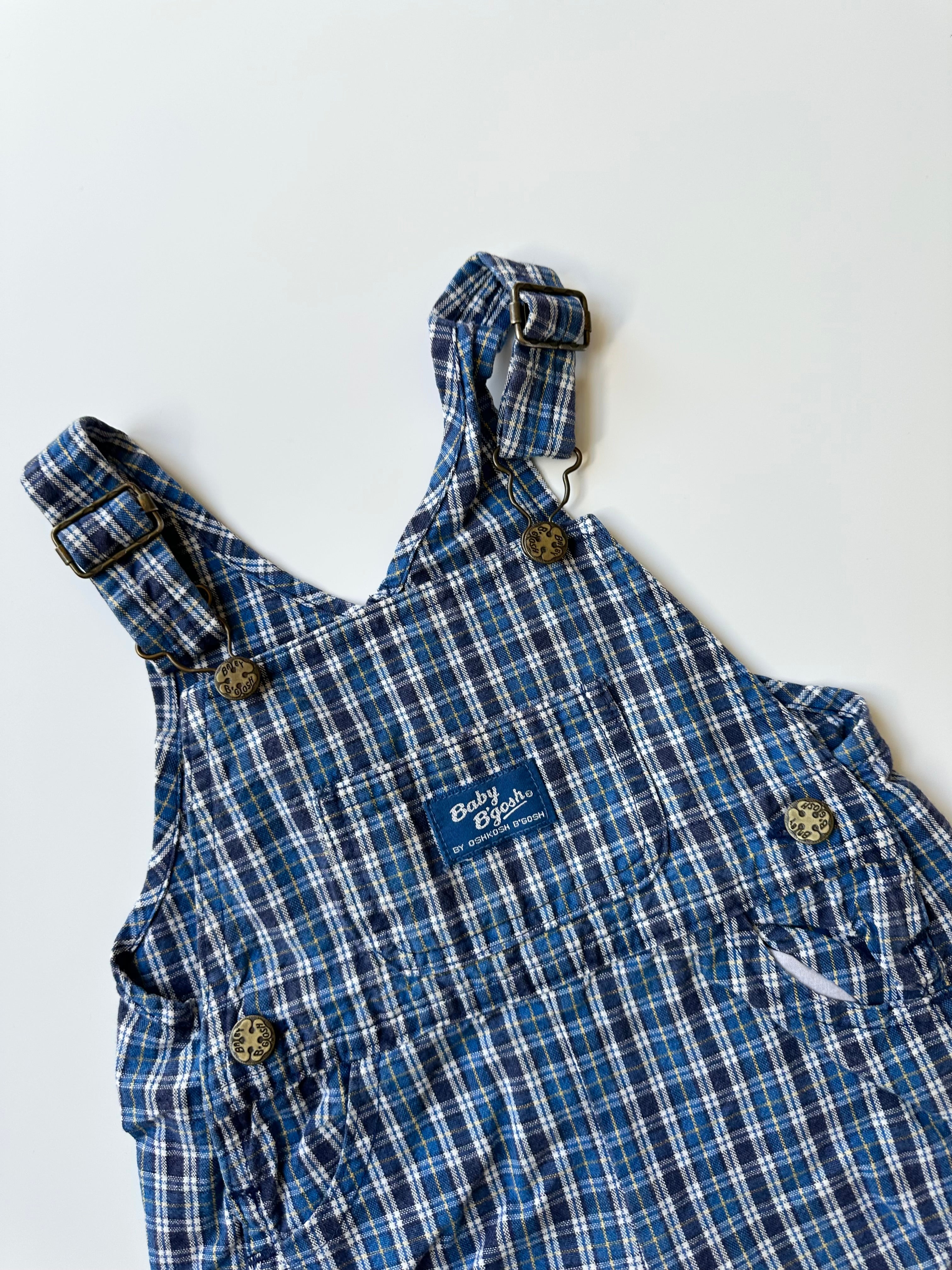 Vintage OshKosh Baby B'gosh Check Dungaree Shorts 18-24 Months