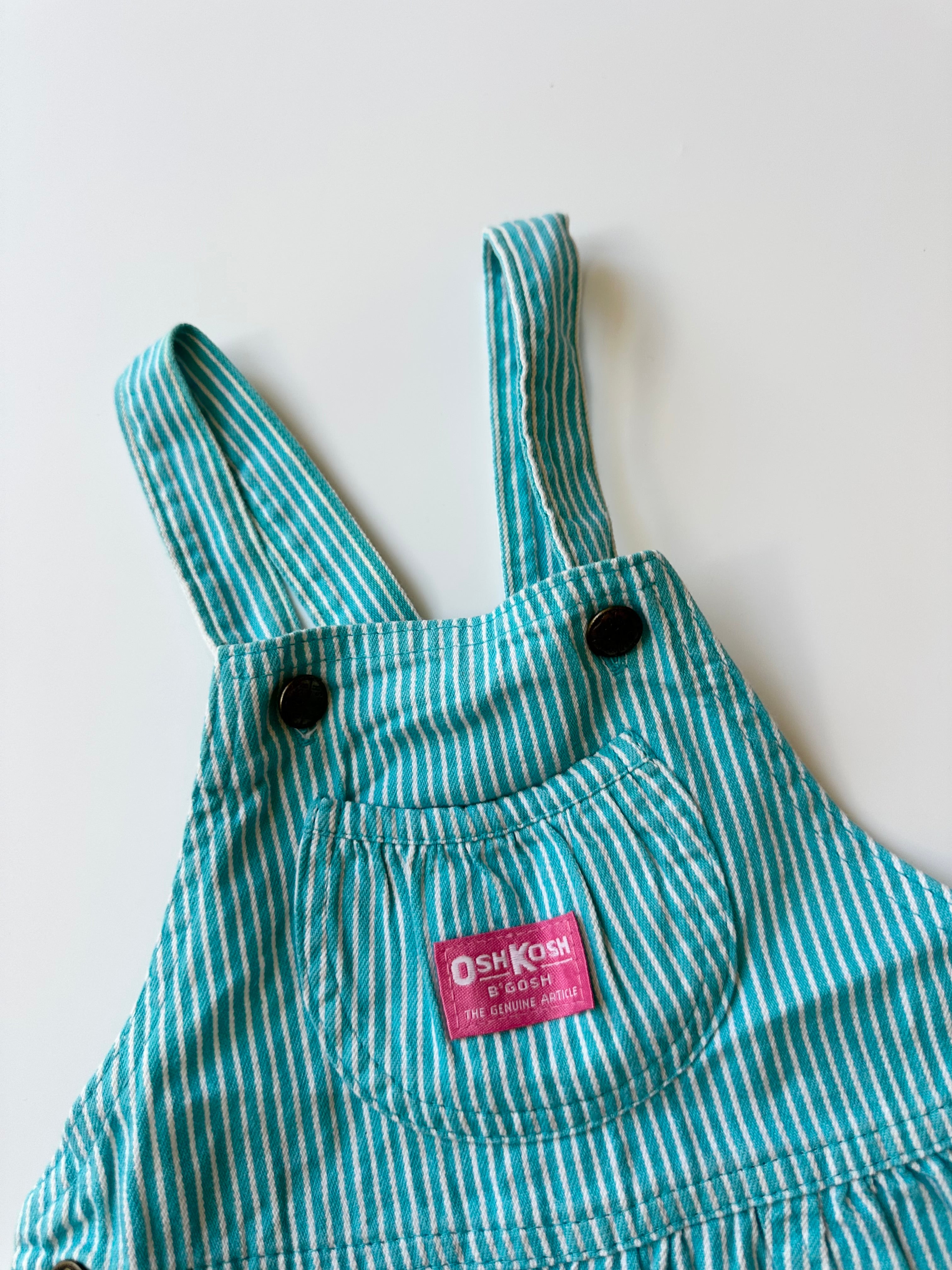 Vintage OshKosh Turquoise Dungaree Shorts 12-24 Months