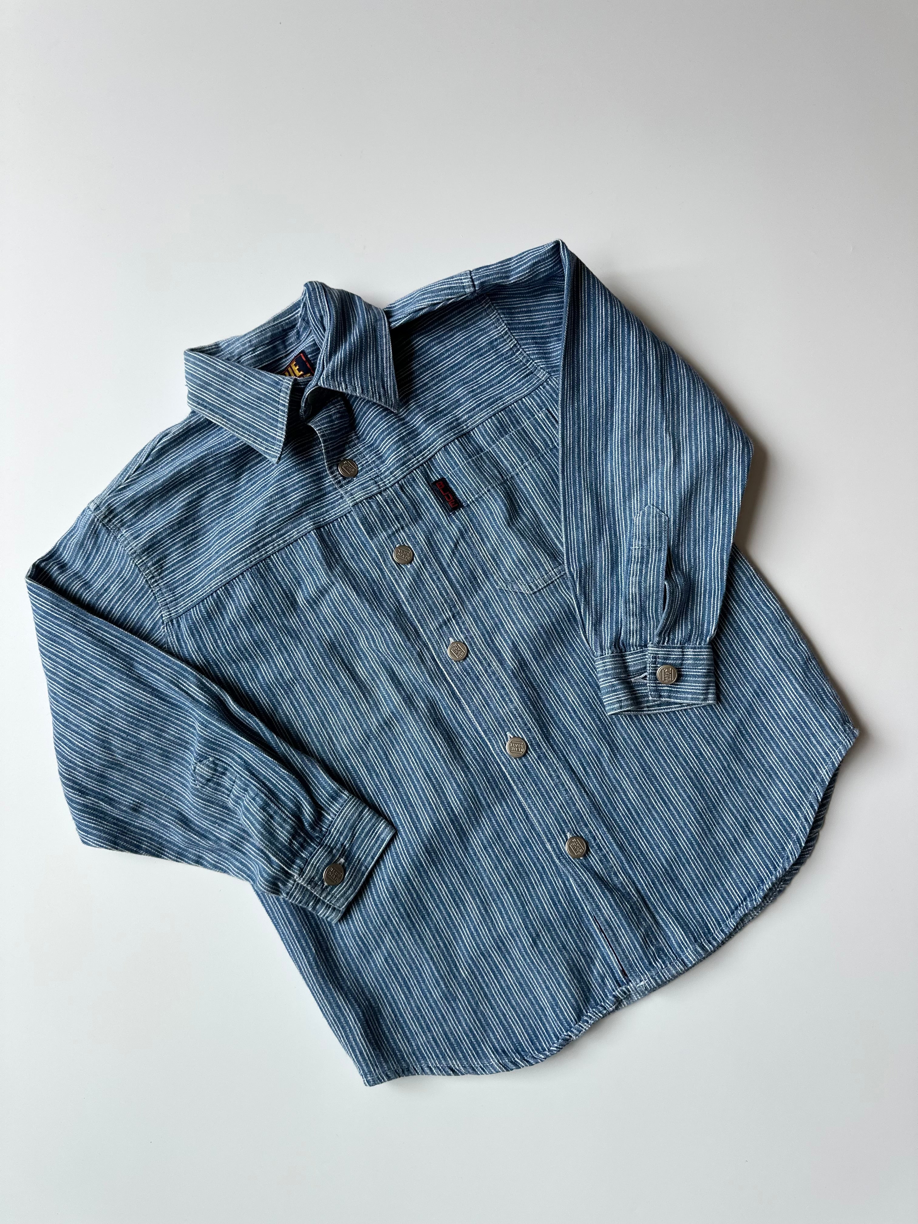 Vintage Ladybird Blue Stripe Button-down Shirt 🐞 7-8 Years