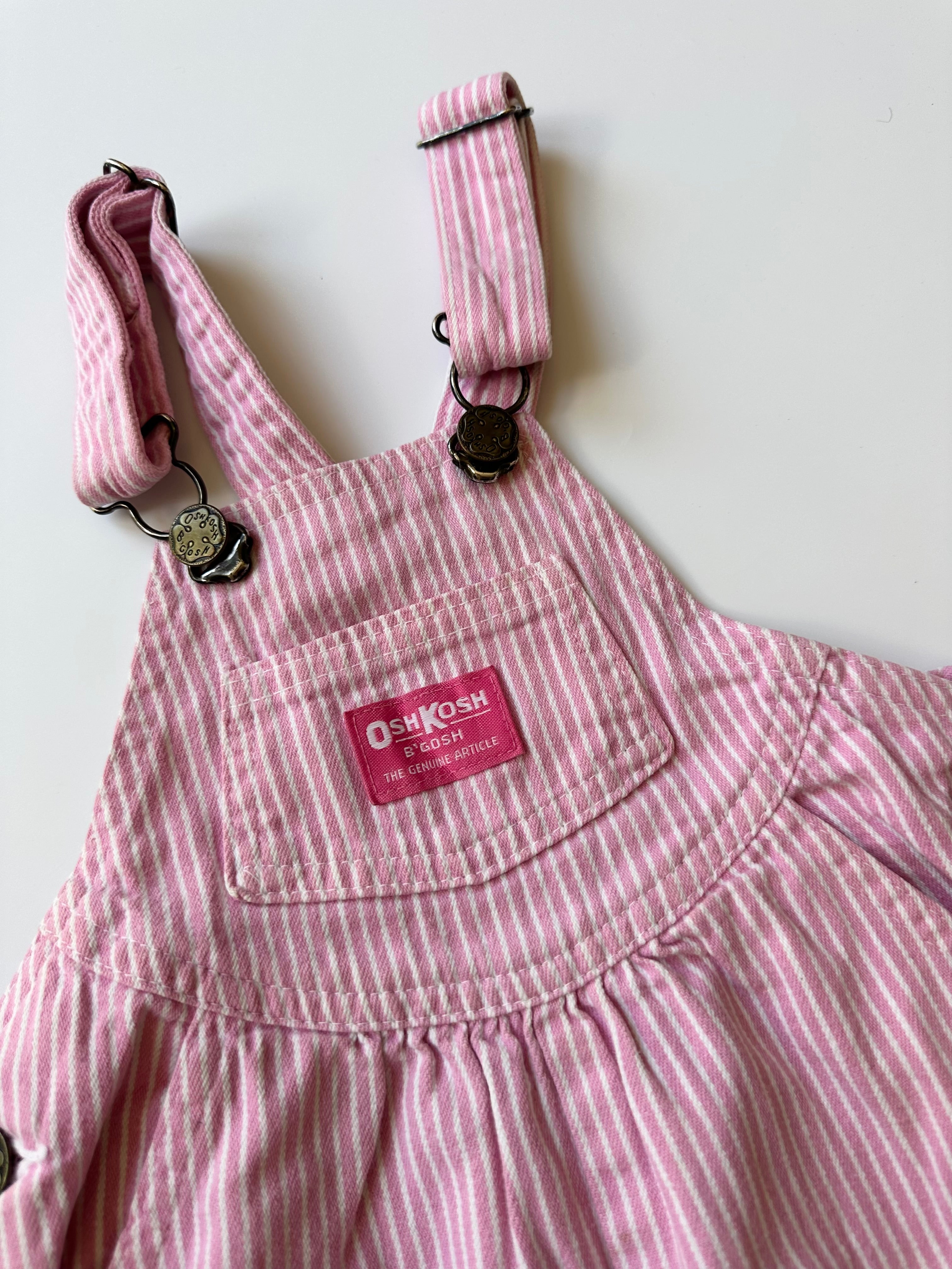Vintage OshKosh Pink Stripe Dungaree Shorts 3-4 Years