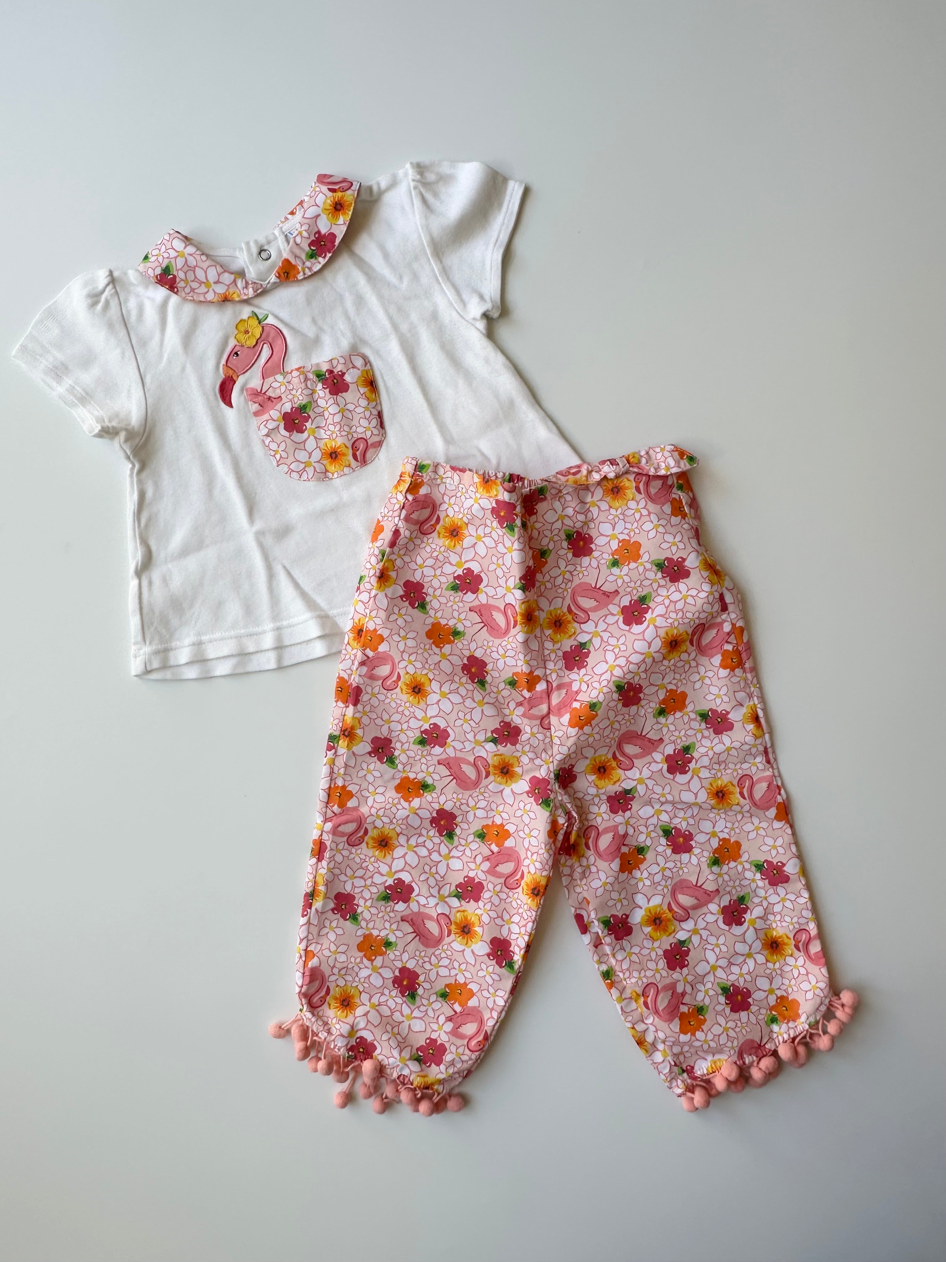 Flamingo Hawaiian Print Matching Set 💕 18-24 Months