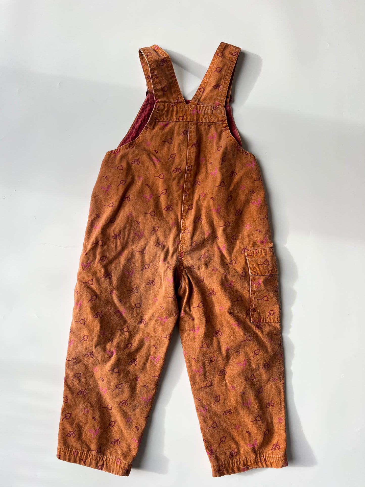 Vintage Brown French Dungarees with Lead Print Design 3 years
