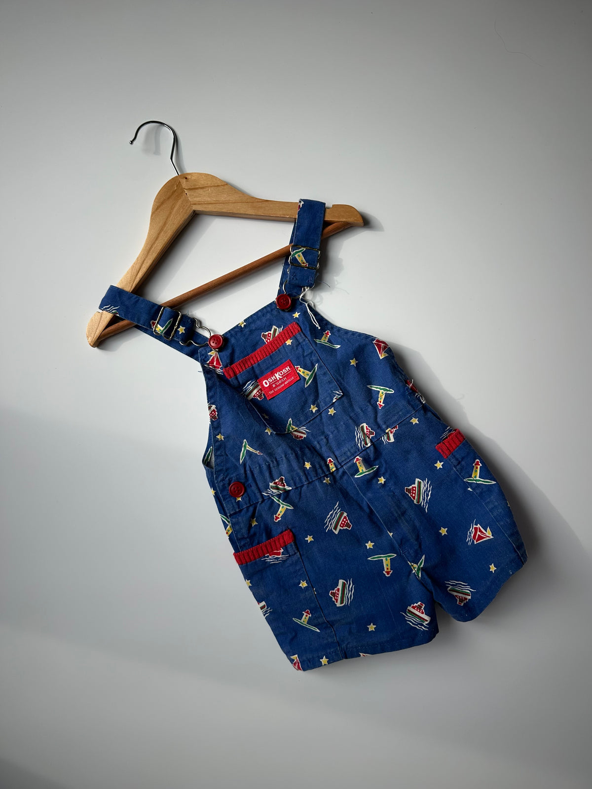 Vintage OshKosh Lighthouse Print Shorteralls 2-3 Years