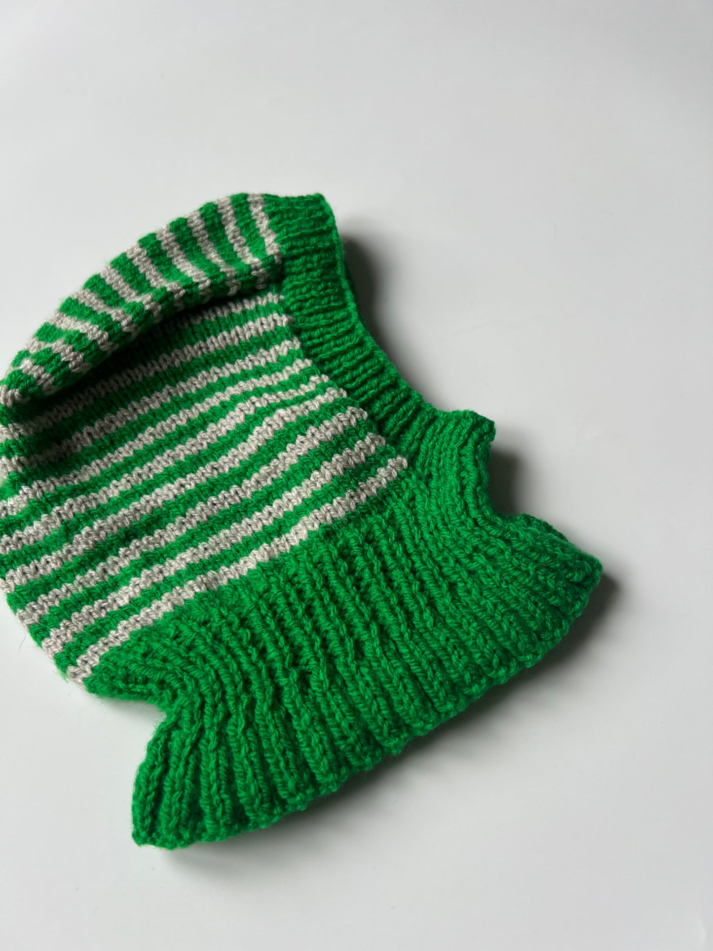 Green & Cream Striped Kids Balaclava 3-4 Years