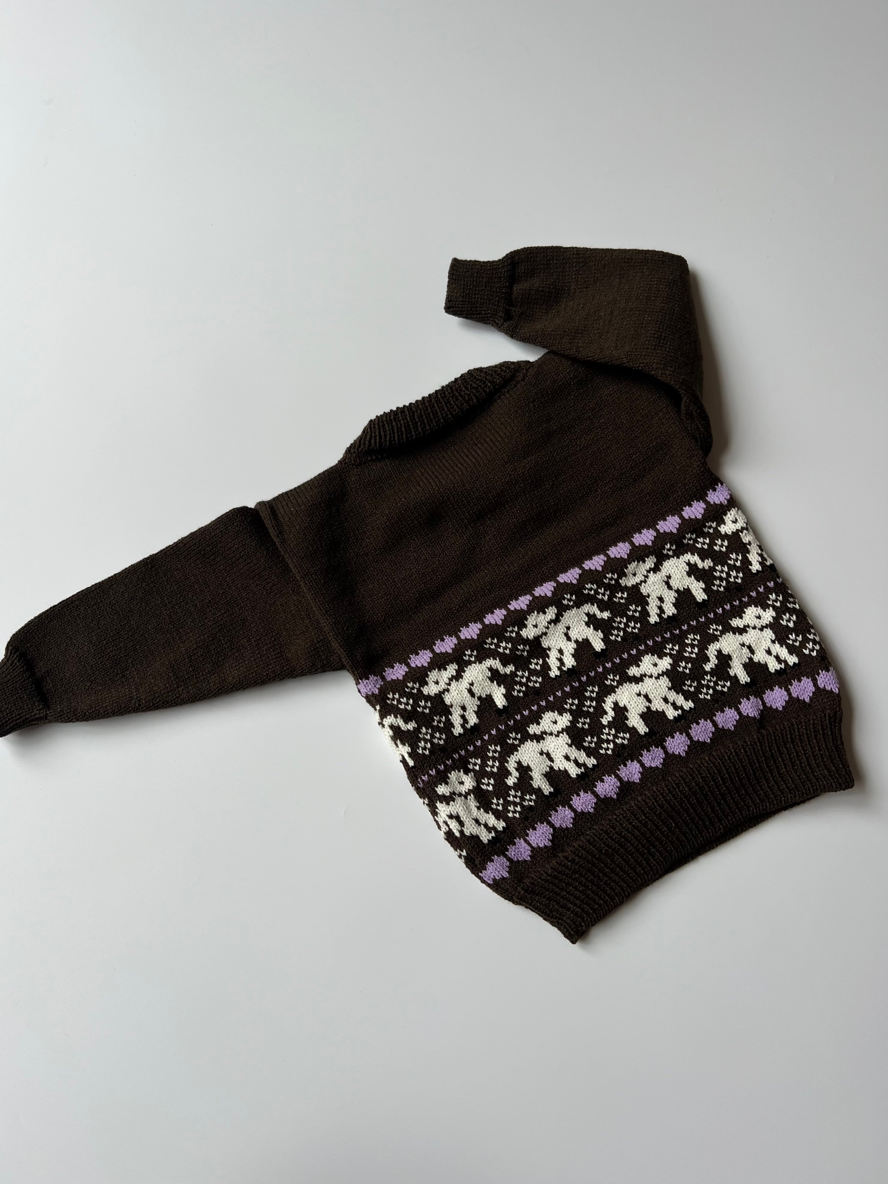 Knitted Lamb Jumper in Brown 3-4 Years