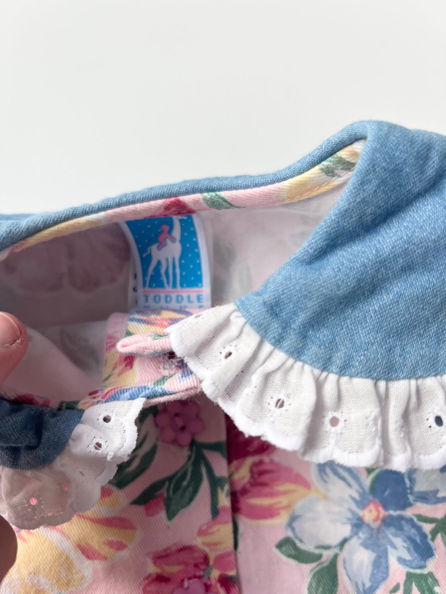 Vintage Floral Romper with Broderie Anglaise Detail 9-12 Months