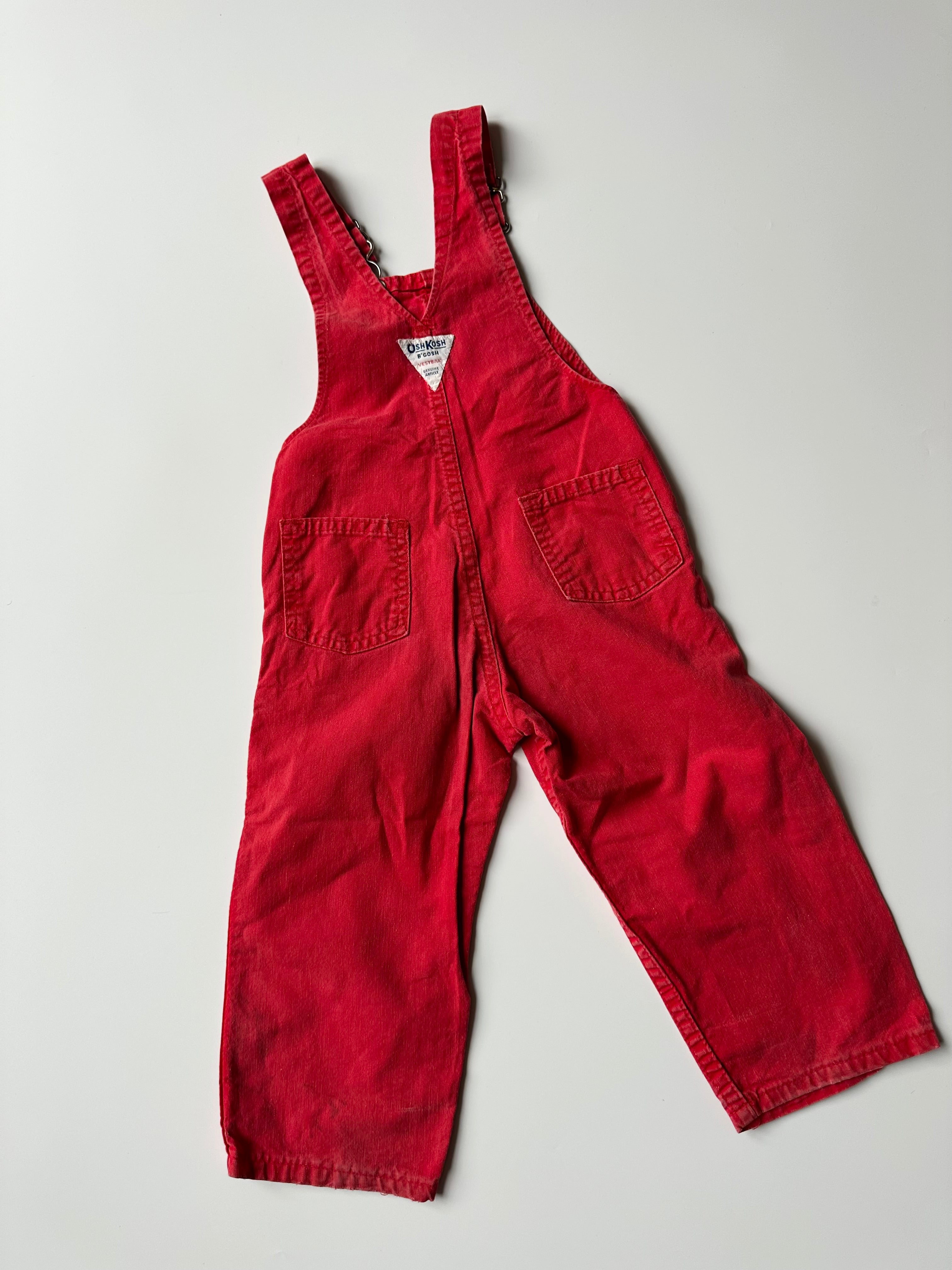 Vintage Kids OshKosh Red Dungarees 🔴 3 Years