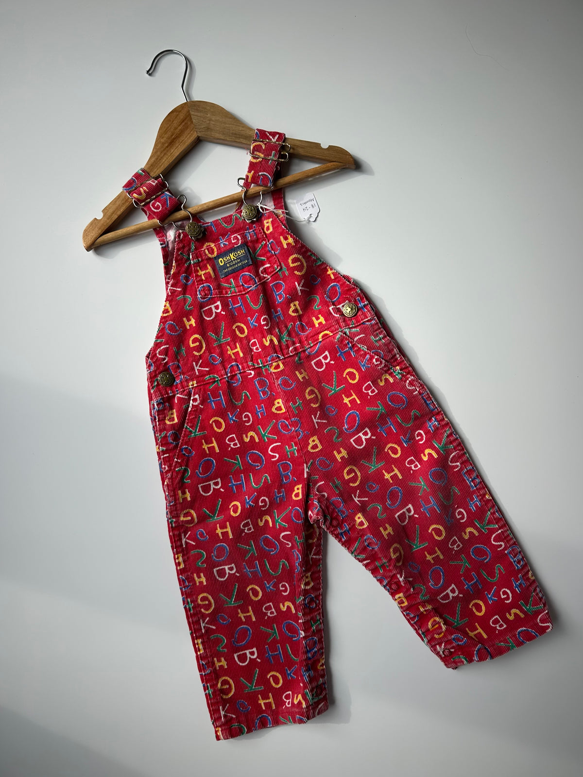Vintage Red Cord OshKosh Alphabet Dungarees 18-24 Months