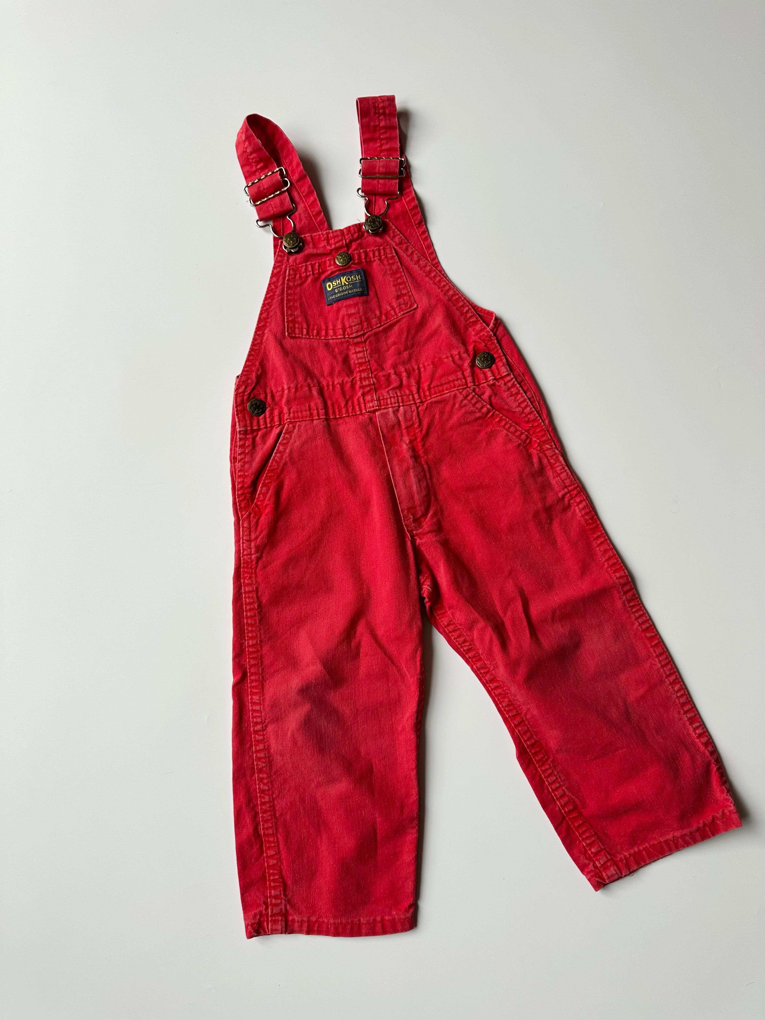 Vintage Kids OshKosh Red Dungarees 🔴 3 Years