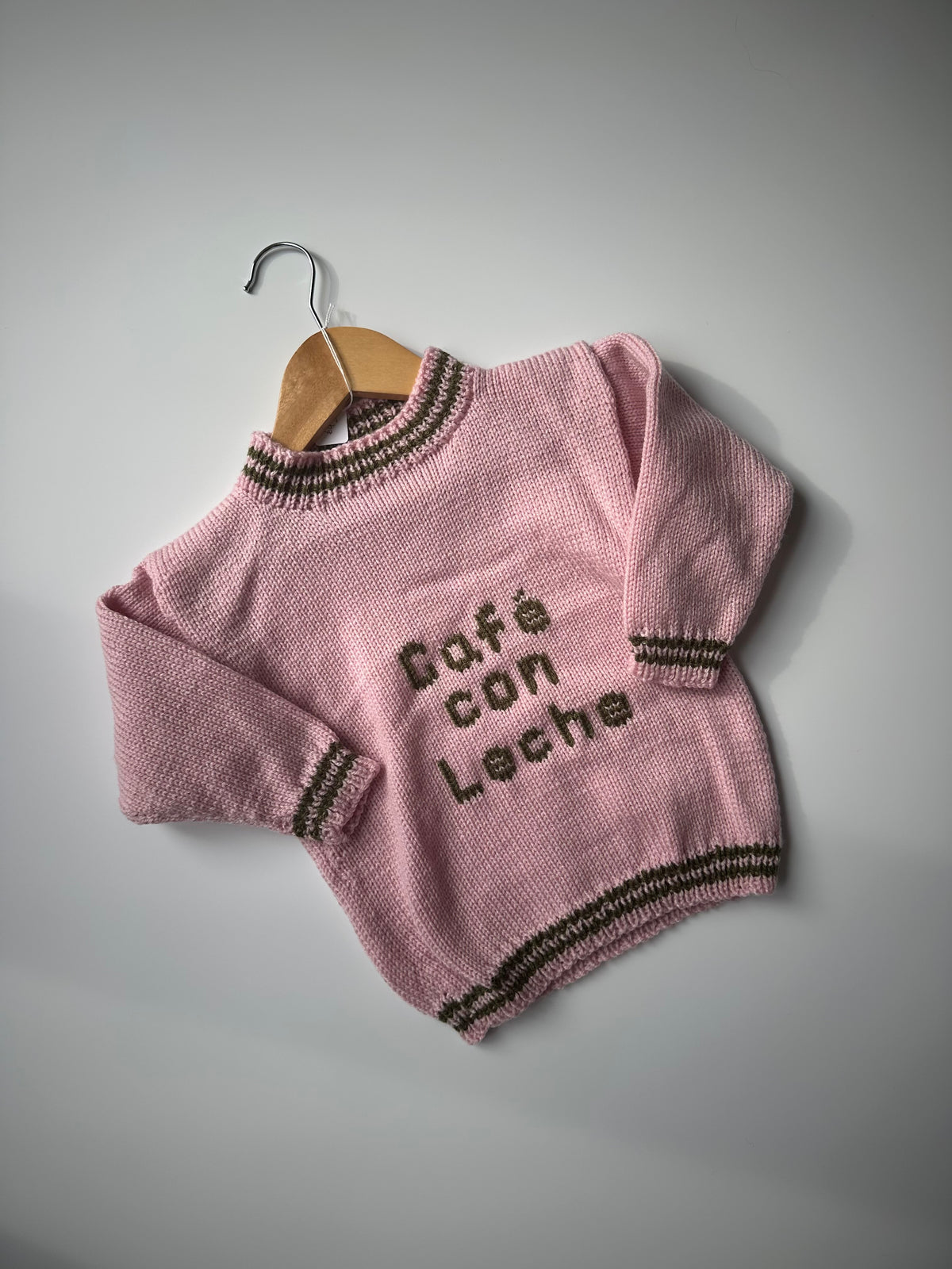 Hand Knitted Pink & Green Café Con Leche Jumper 2-4 Years