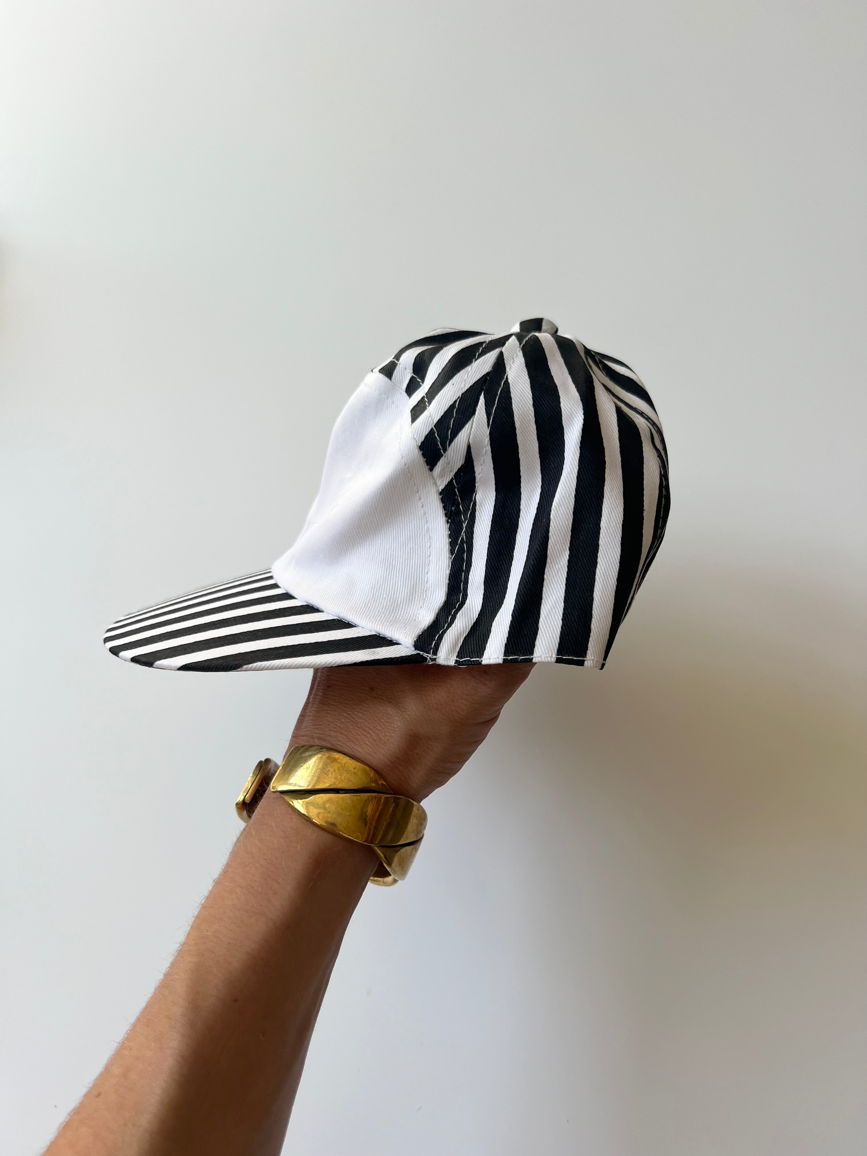Vintage Candy Stripe Cap Black and White 1-2 Years