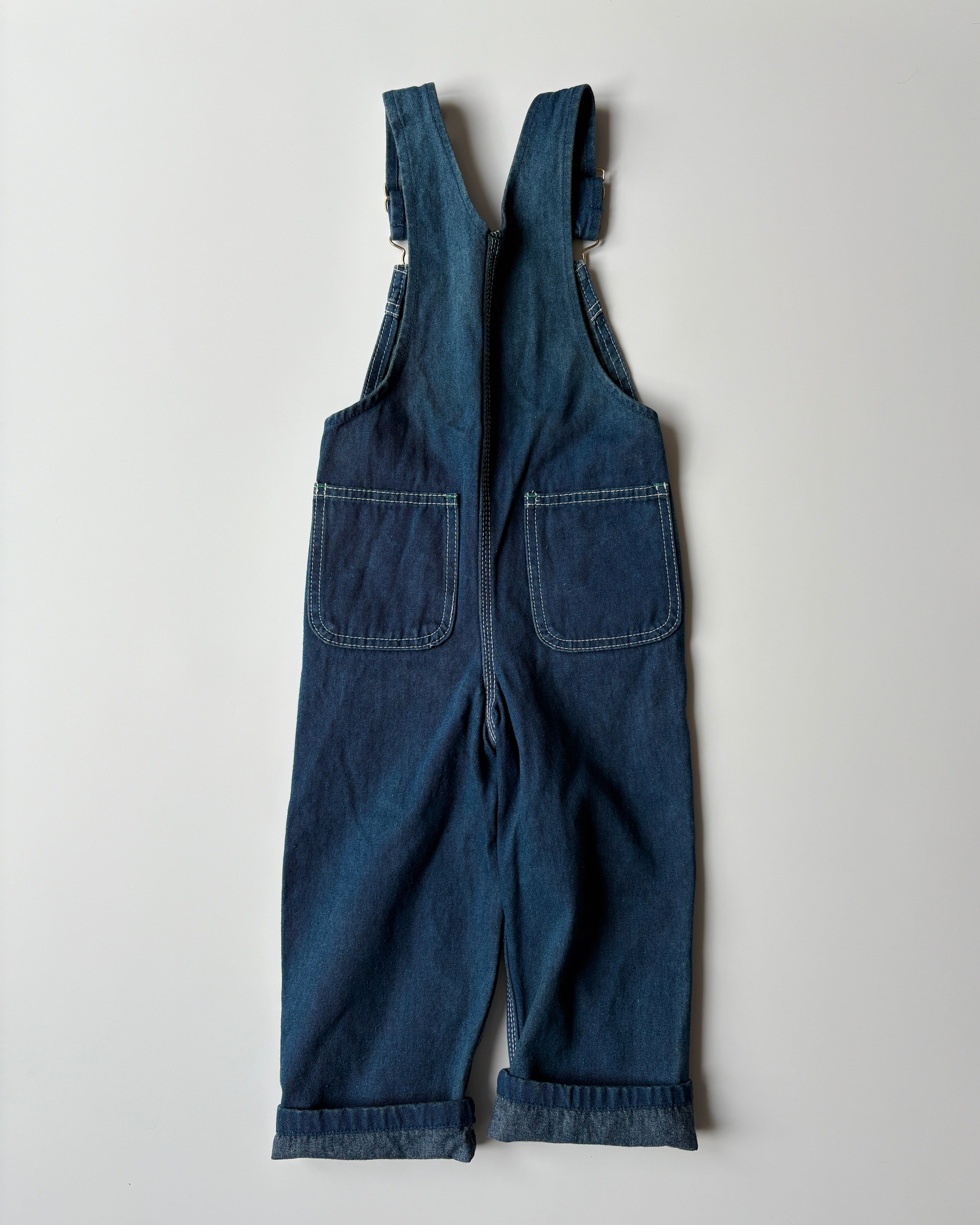 Vintage Liberty Overalls Denim Dungarees with Green Details 4-5 Years