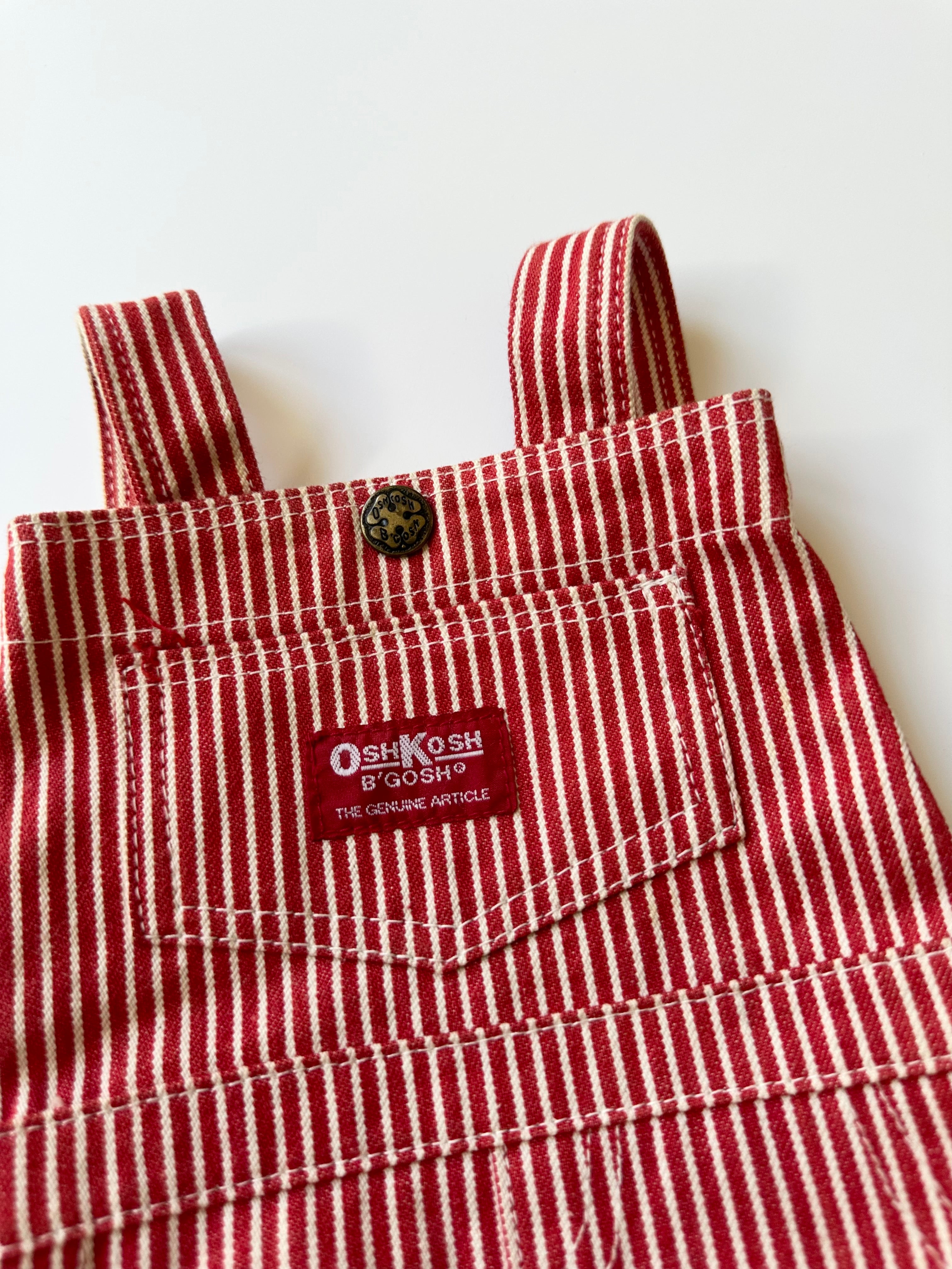 Vintage OshKosh Children's Red Stripe Backpack w/ Brass Button