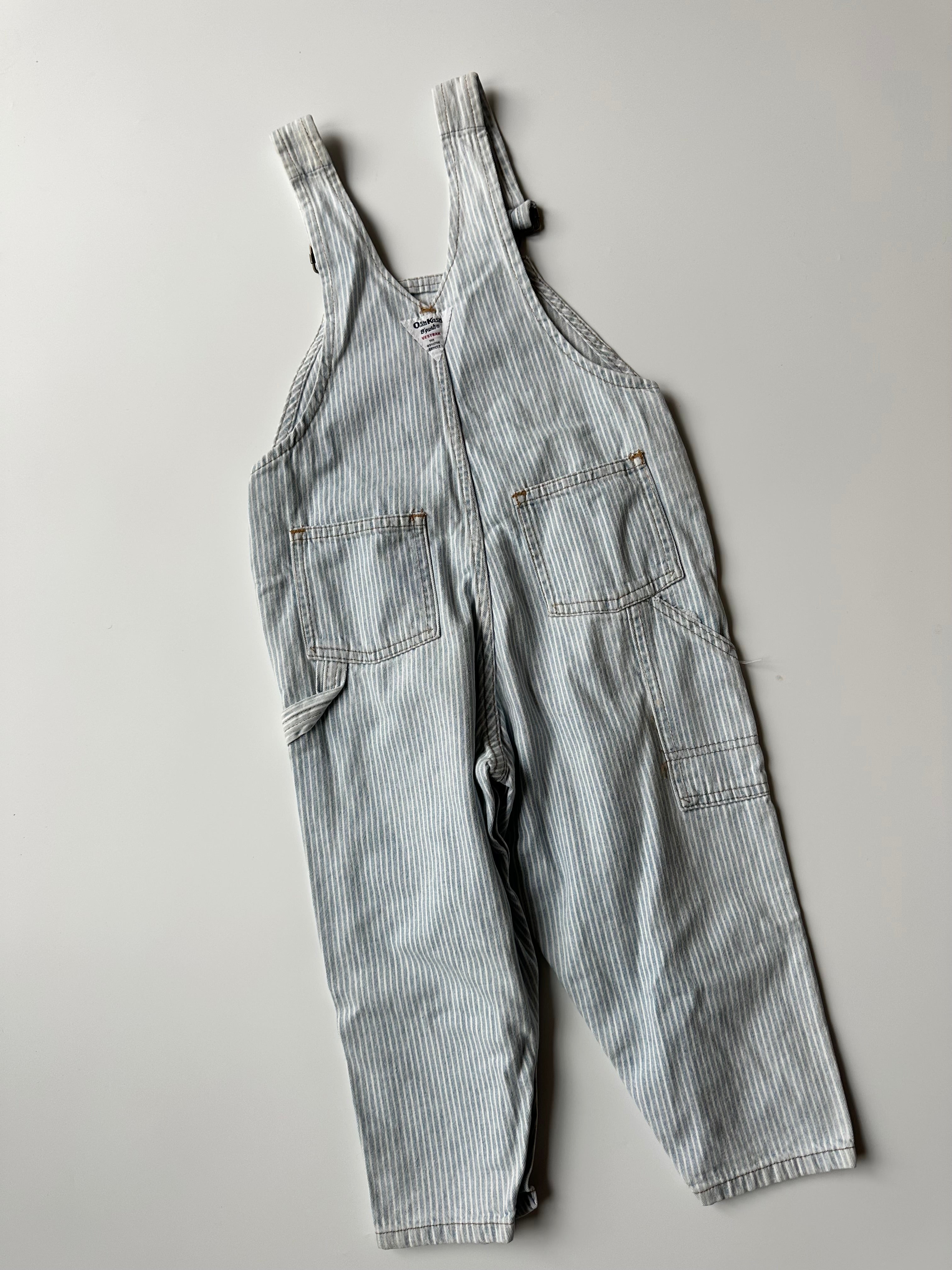 Vintage Kids OshKosh Light Blue Pinstripe Dungarees 3 Years