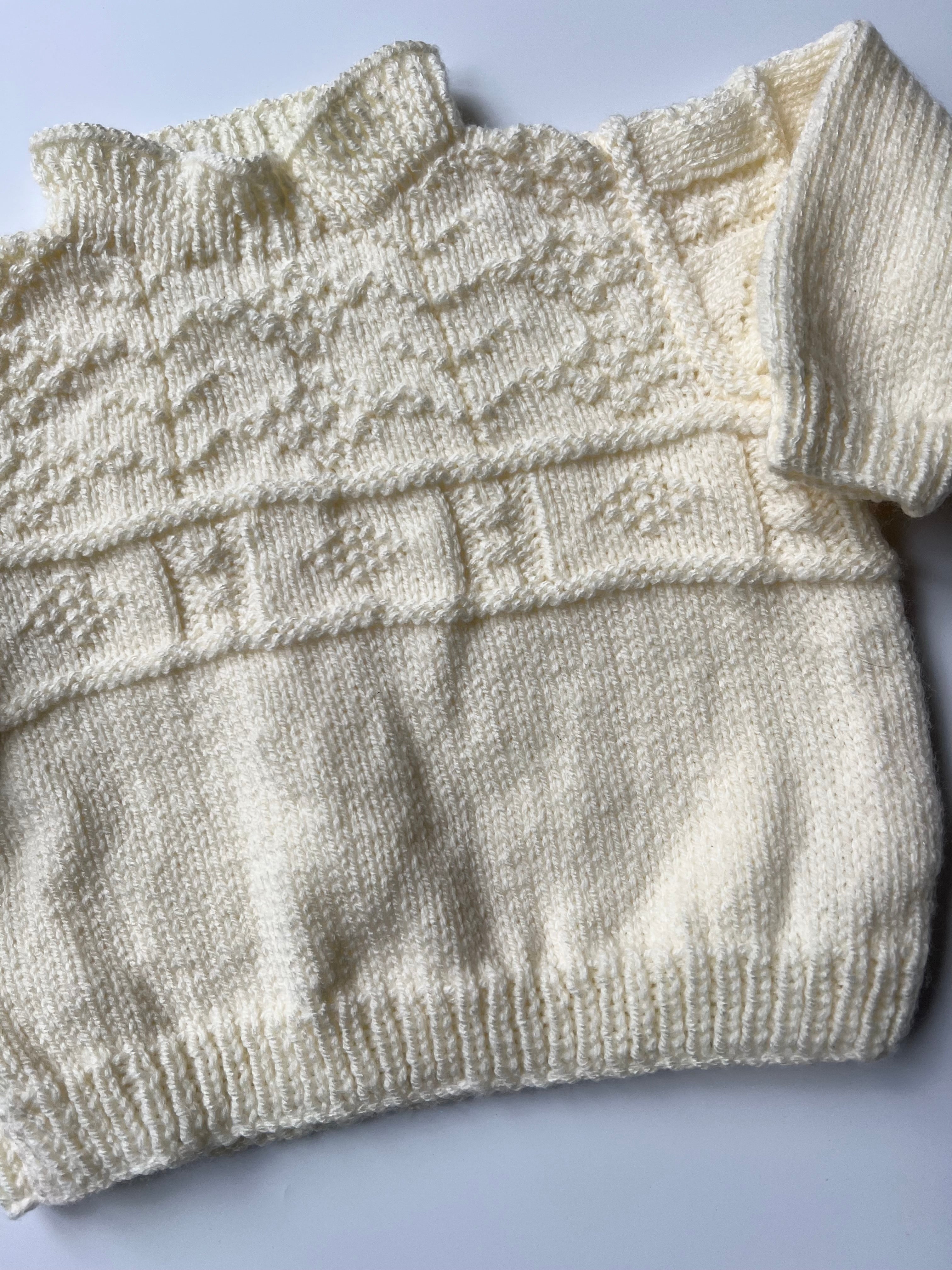 Hand-Knitted Mockneck Cream Jumper 5-6 Years