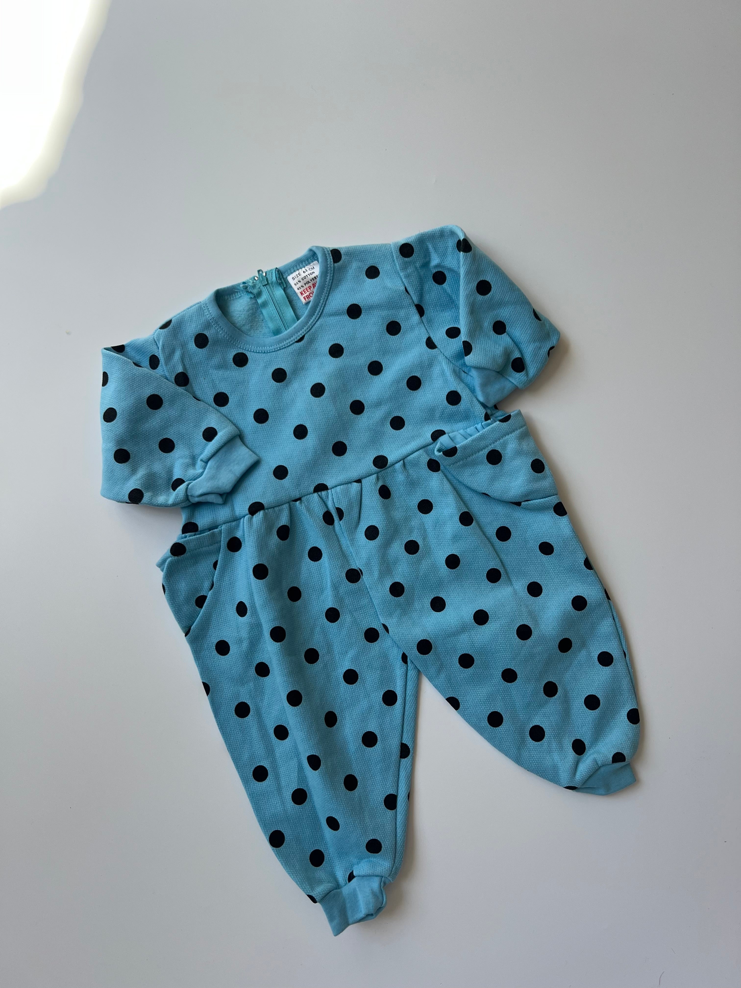 Vintage Blue Spotted Romper 6-12 Months