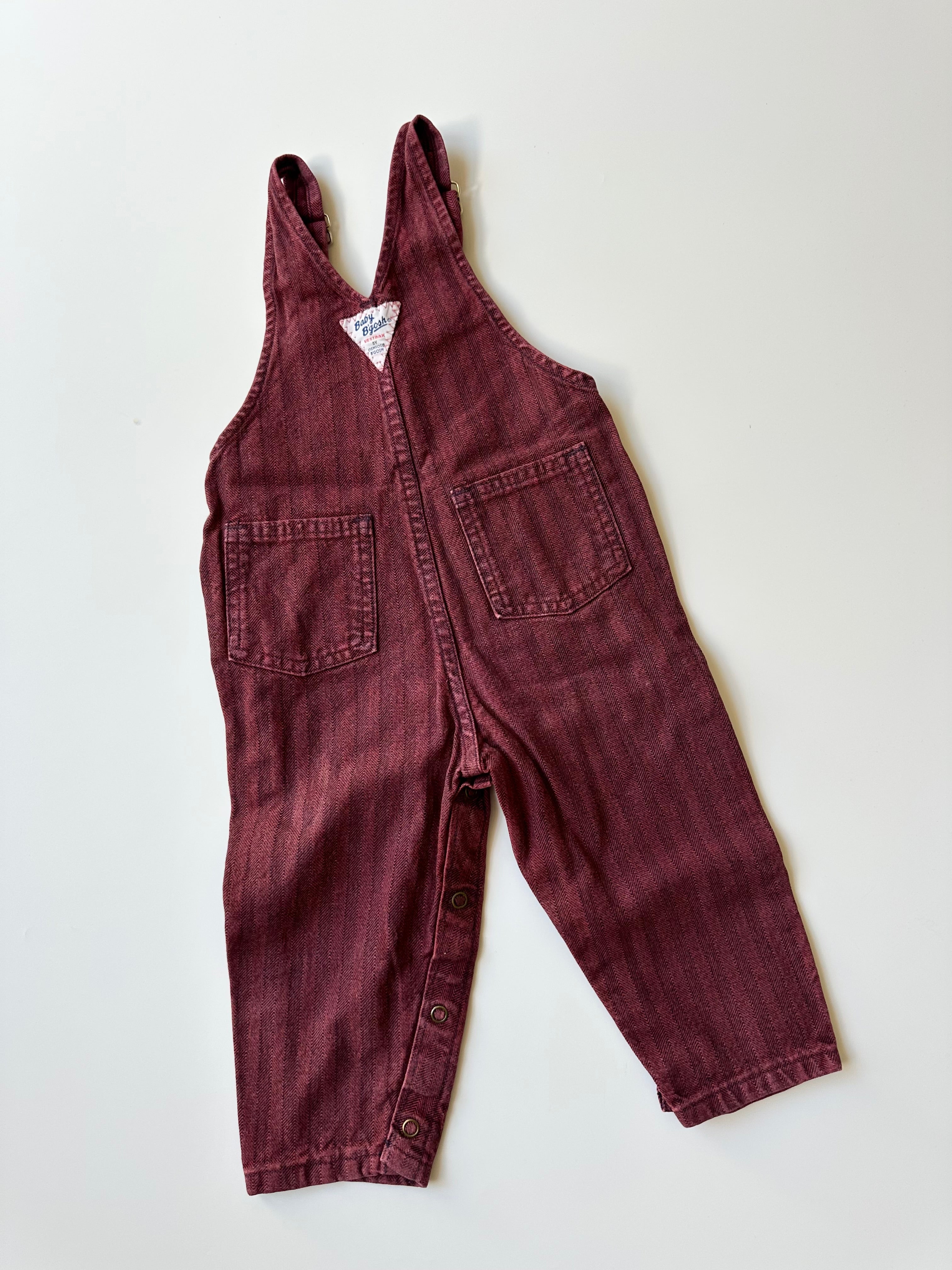 Vintage OshKosh Dark Red Stripe Dungarees 12-18 Months