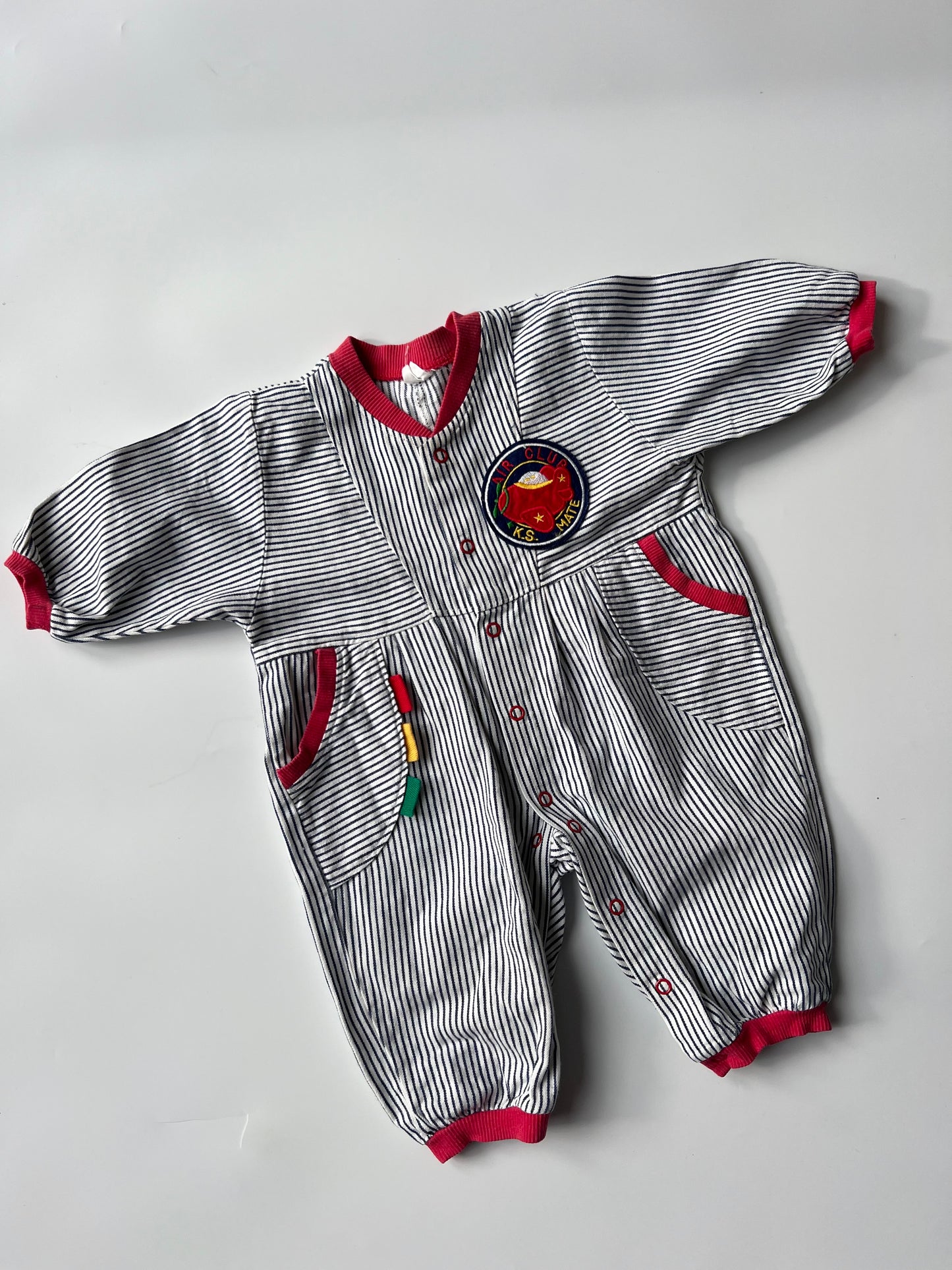 Vintage Kids Striped Boilersuit 6-12 months