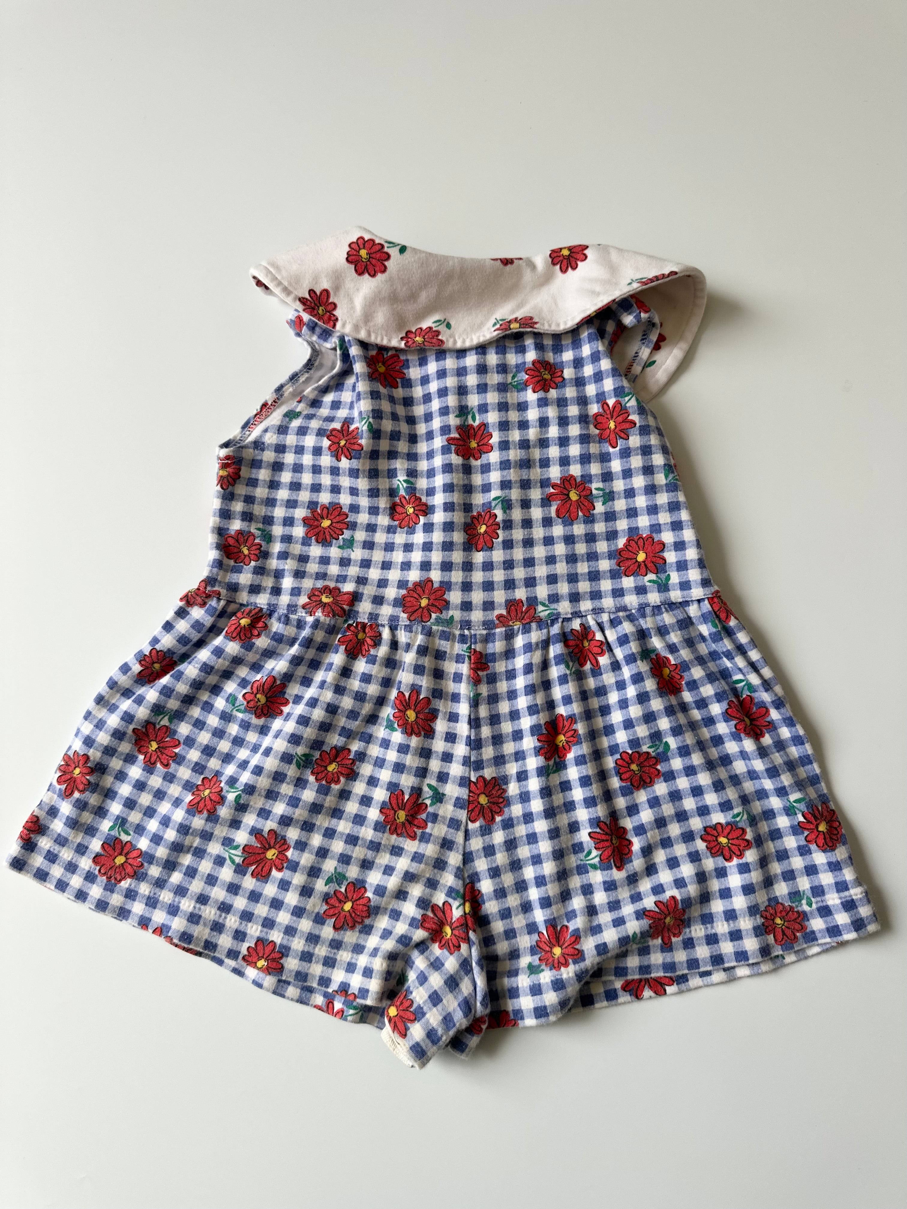 Vintage Gingham & Floral Print Romper 🌼 3 Years