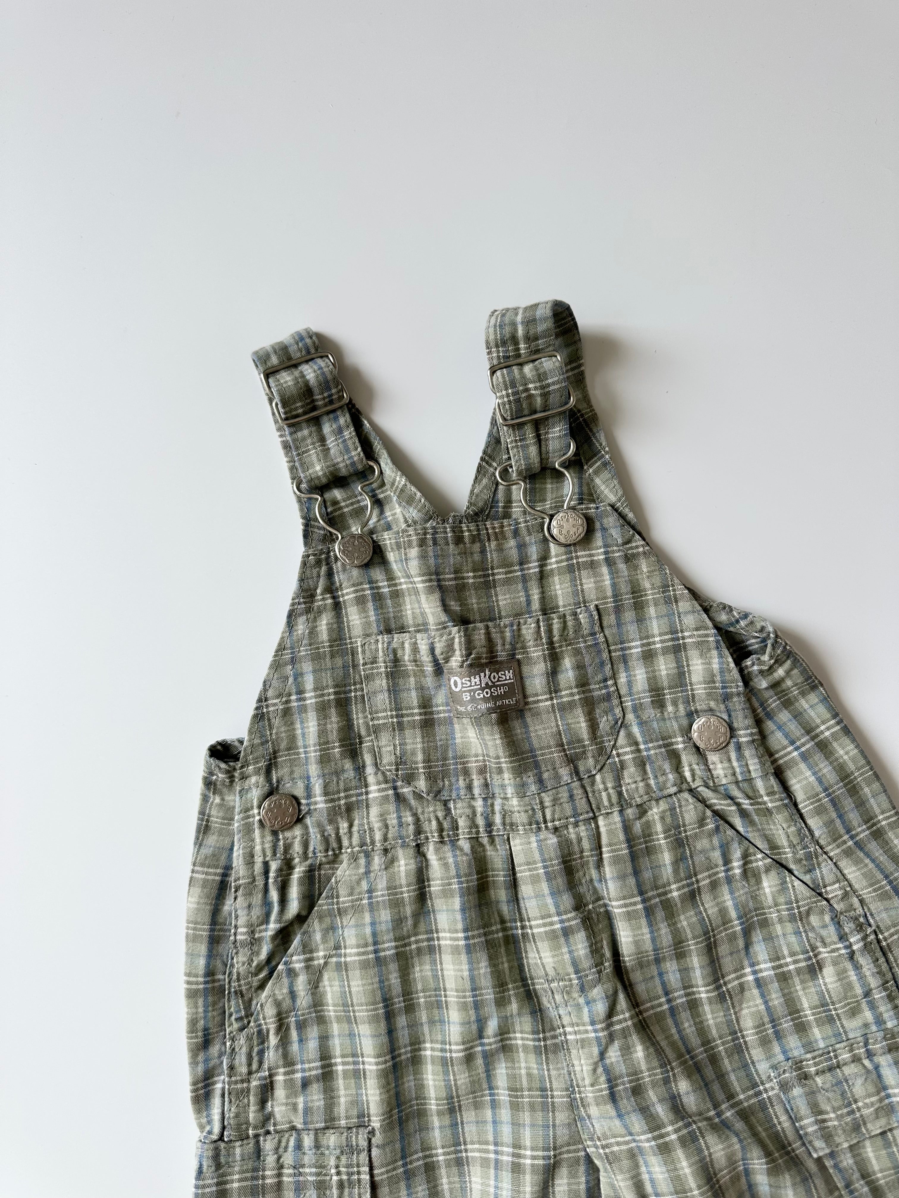 OshKosh Green Plaid Dungarees with Pockets 💚 12 Months