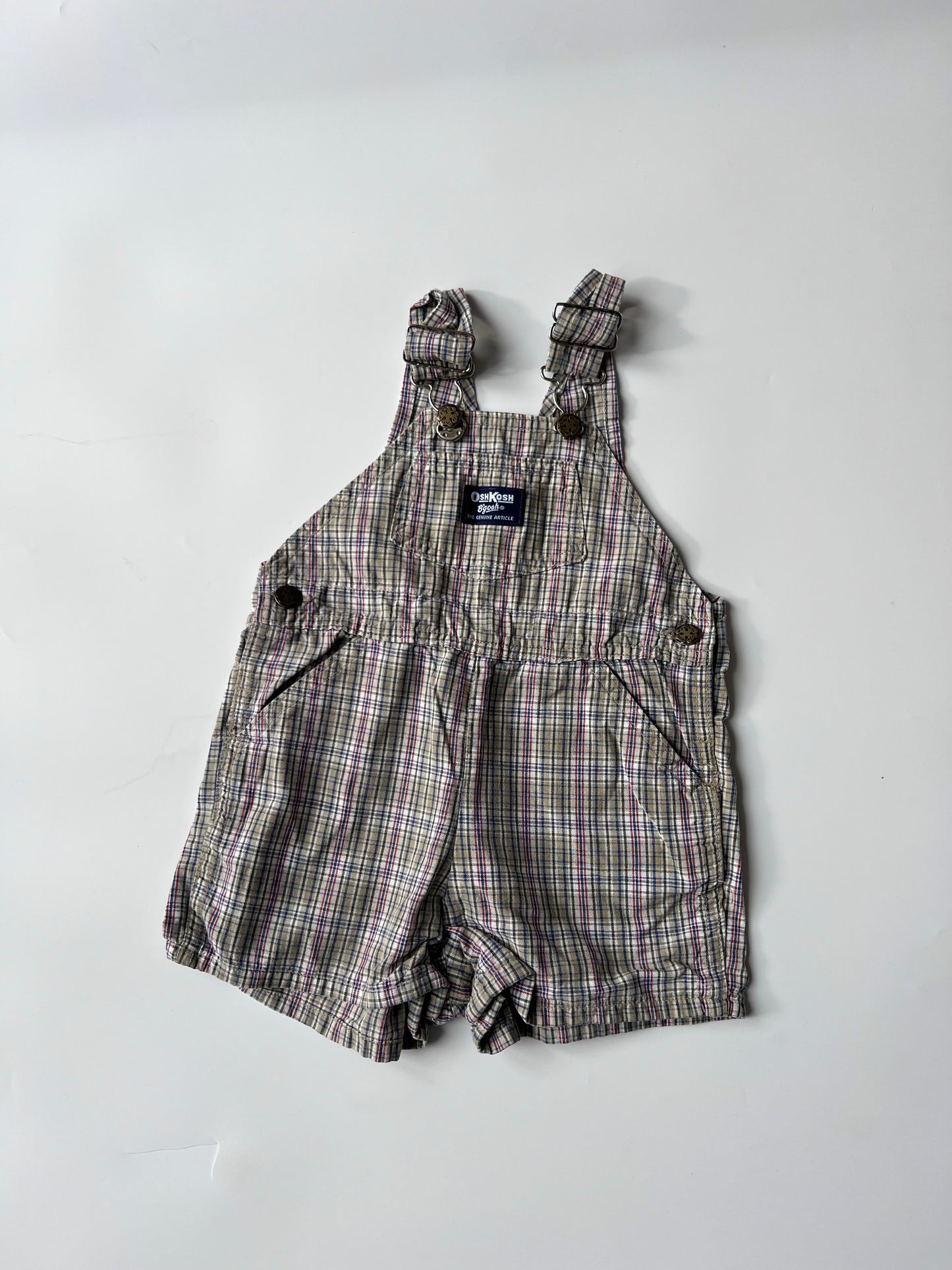 Oshkosh Shorteralls in Olive Green Check 1-2 years