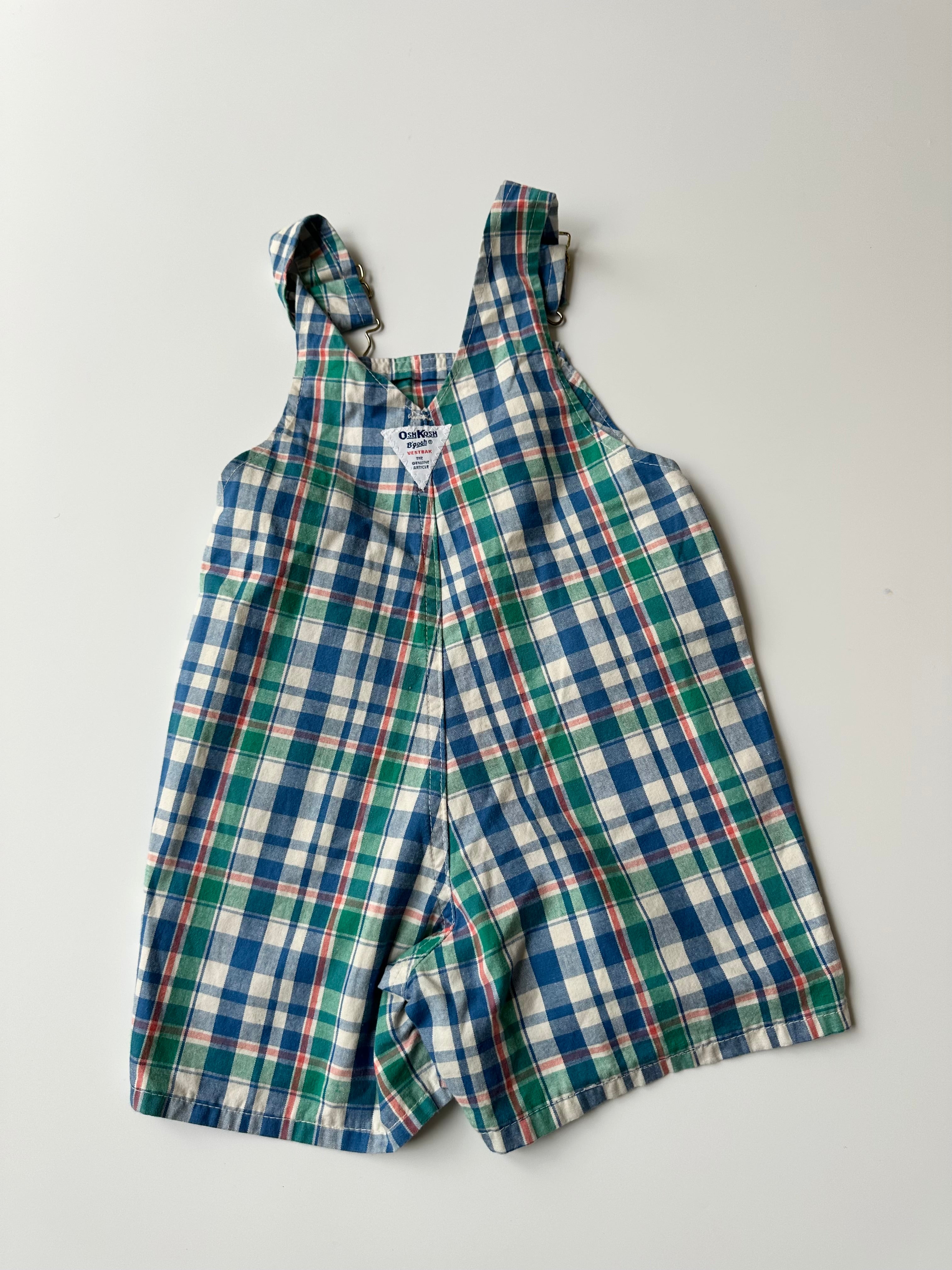 Vintage Kids OshKosh Colourful Plaid Dungaree Shorts 3 Years