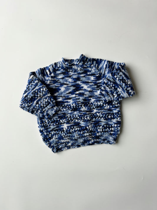 Hand Knitted Blue Marl Jumper 12-18 Months