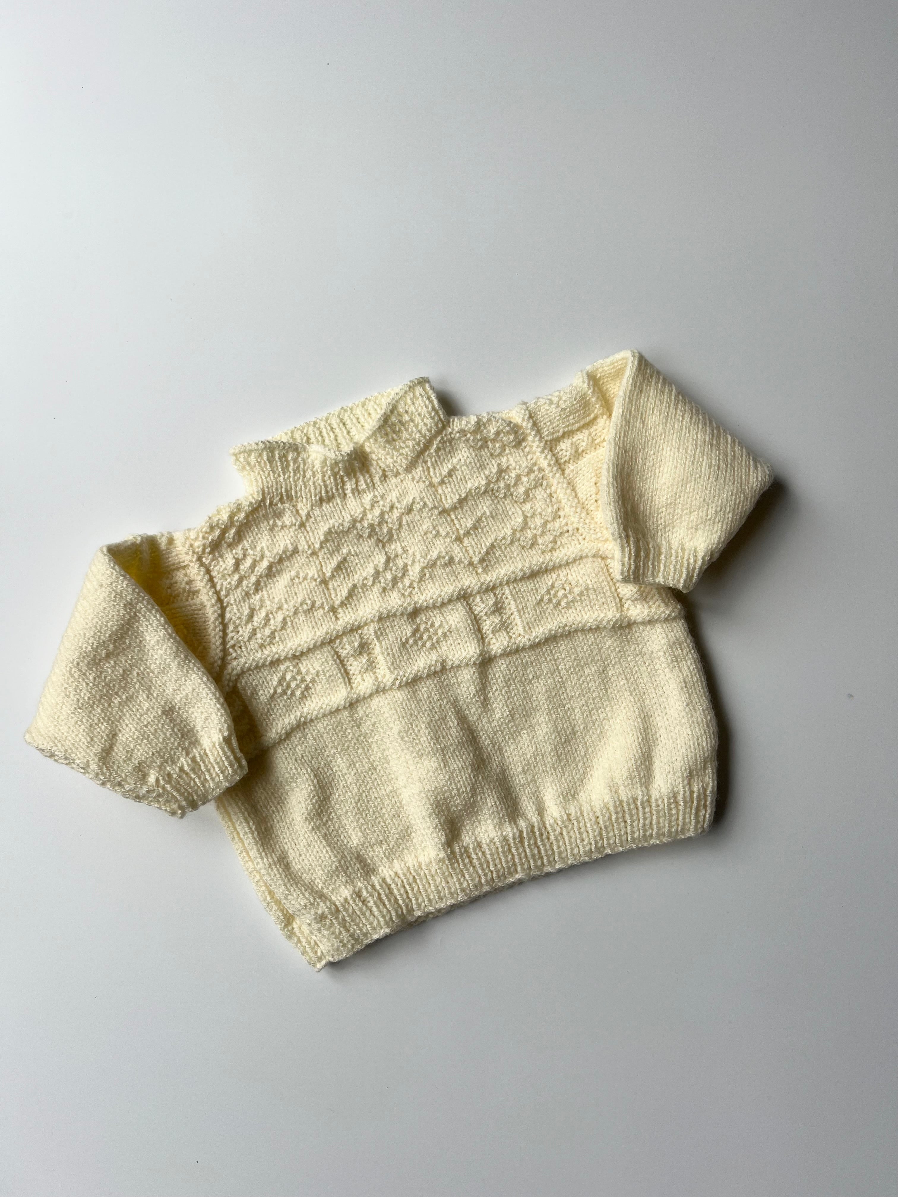 Hand-Knitted Mockneck Cream Jumper 5-6 Years