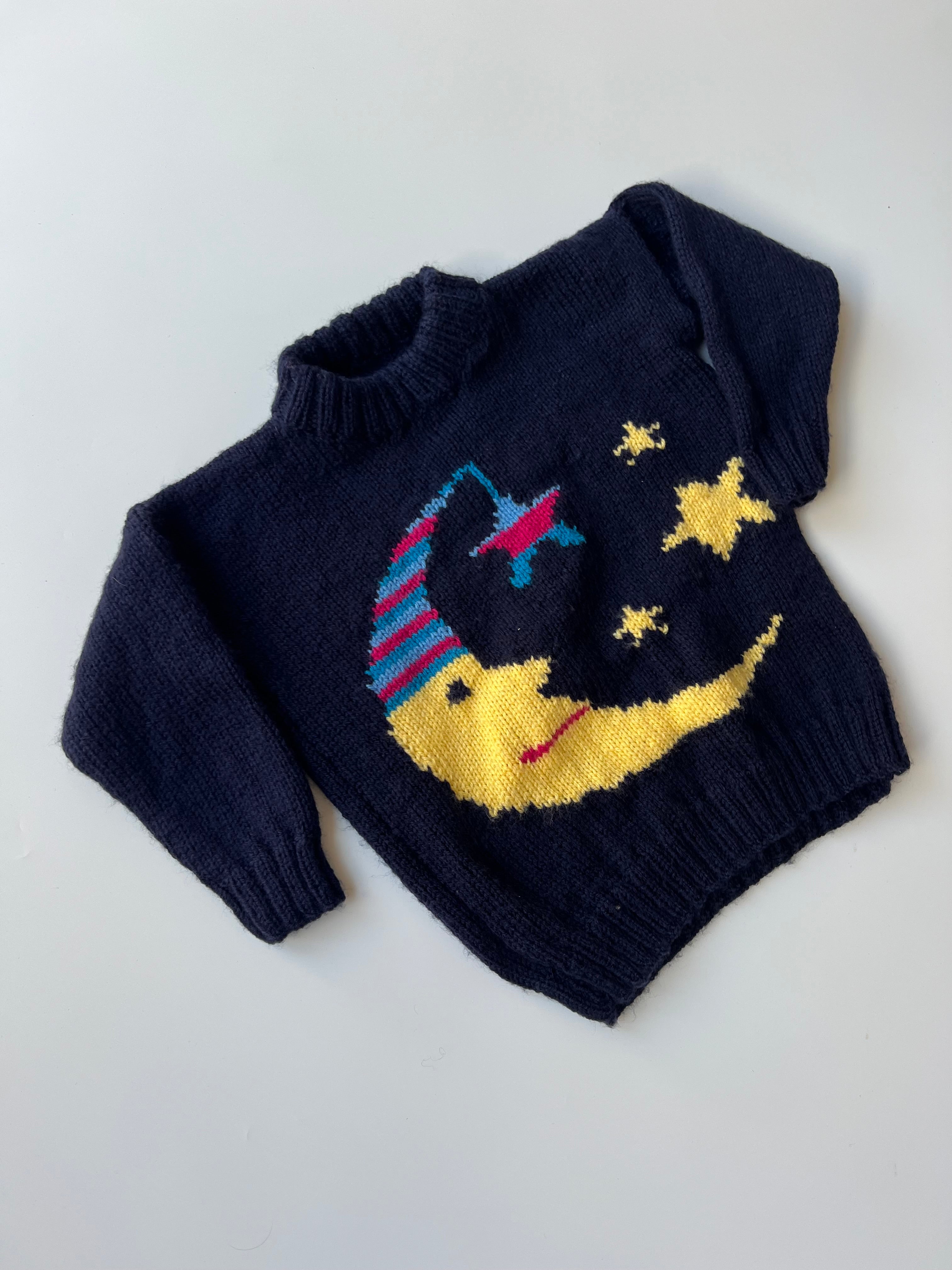 Hand Knitted Children’s Moon & Stars Jumper 3-4 Years