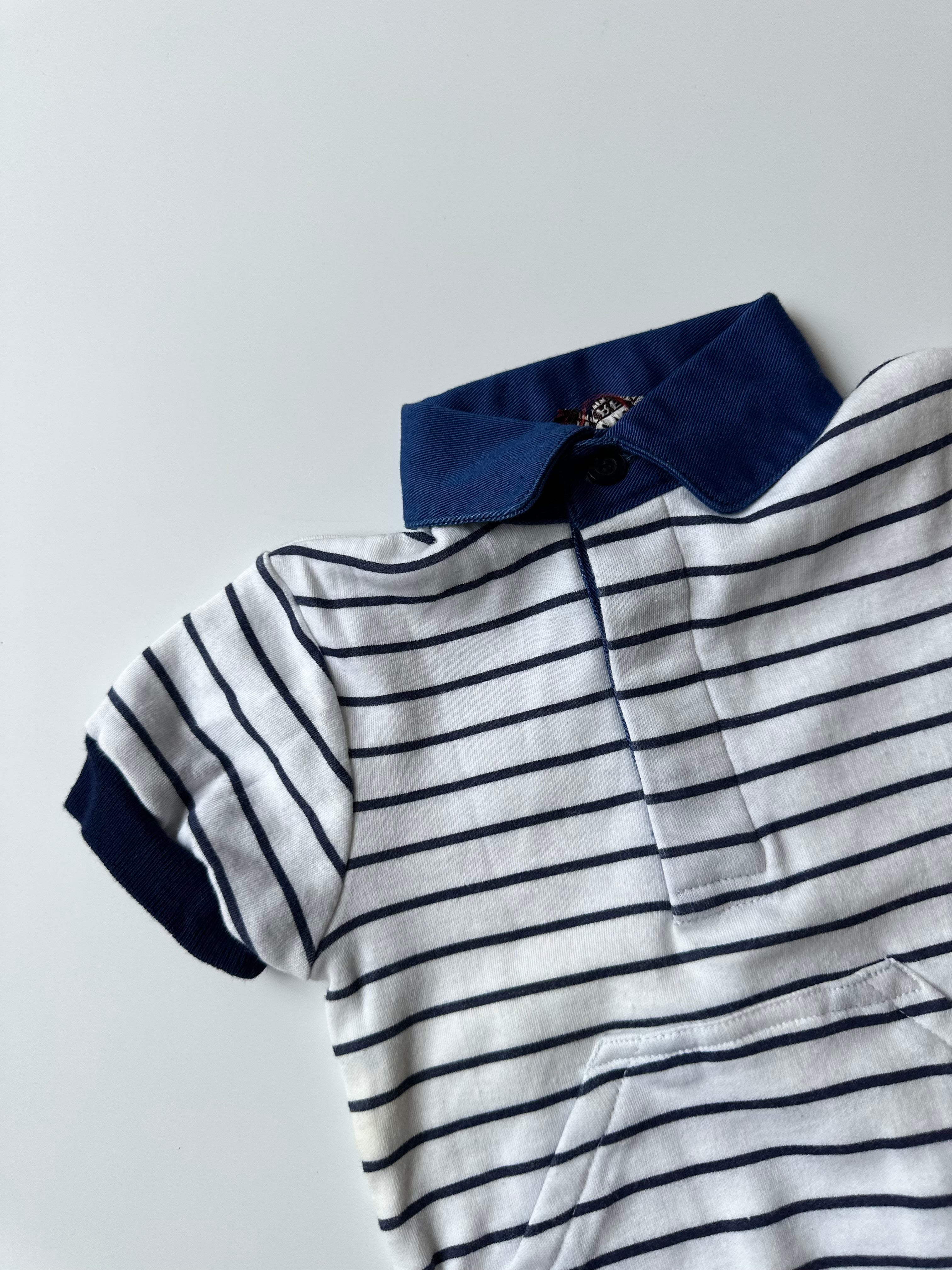 Vintage Baby Polo with Hoodie Pocket 0-3 Months