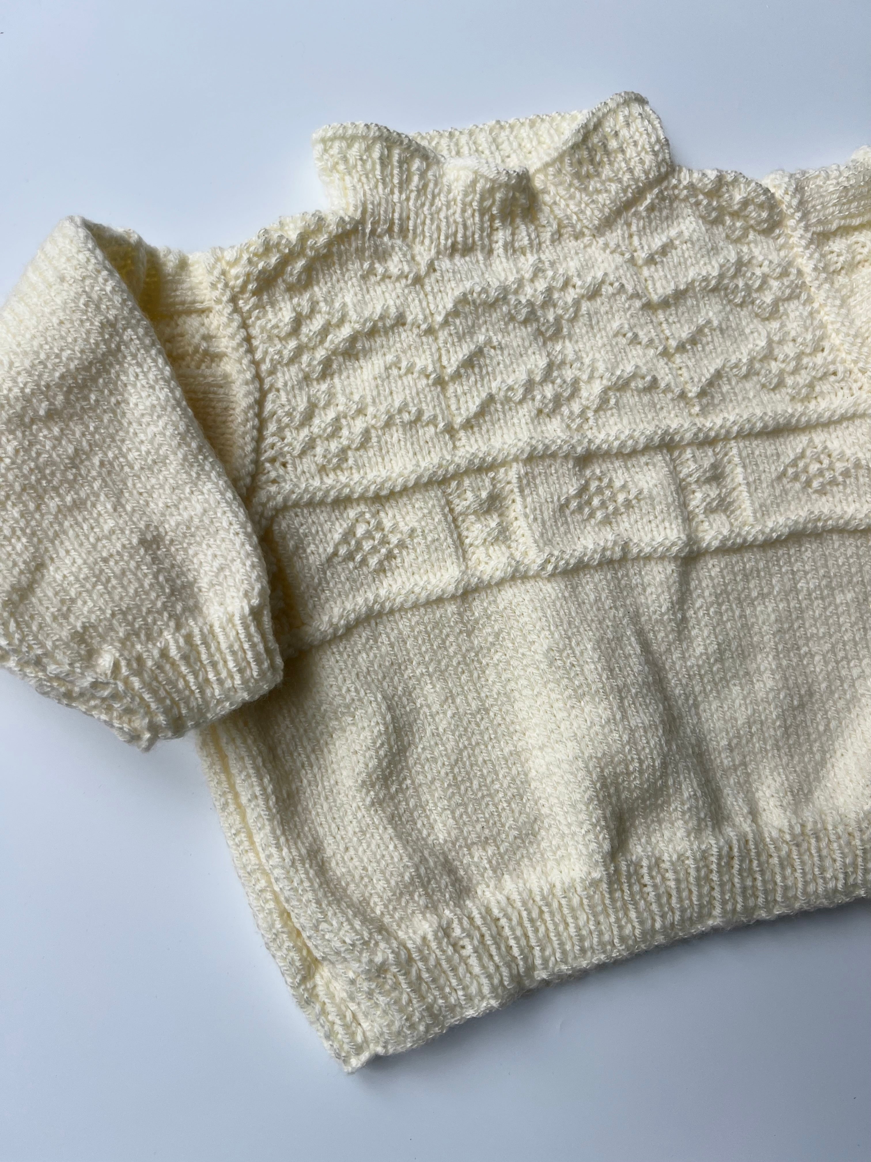 Hand-Knitted Mockneck Cream Jumper 5-6 Years