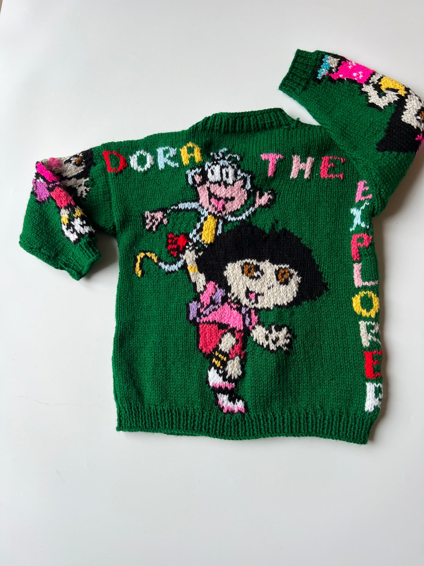 Hand Knitted Dora The Explorer Jumper 3-5 Years