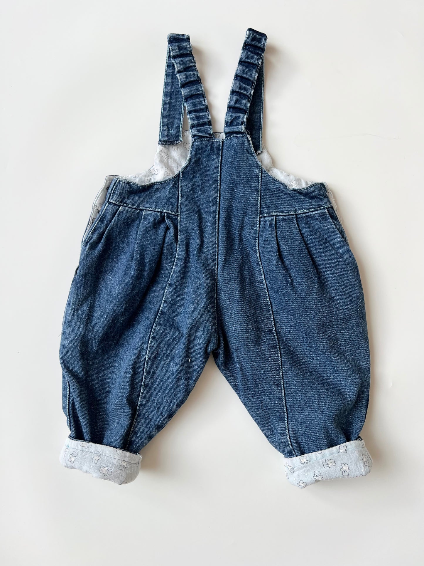 Vintage Kids Lined Denim Dungarees 3-6 months