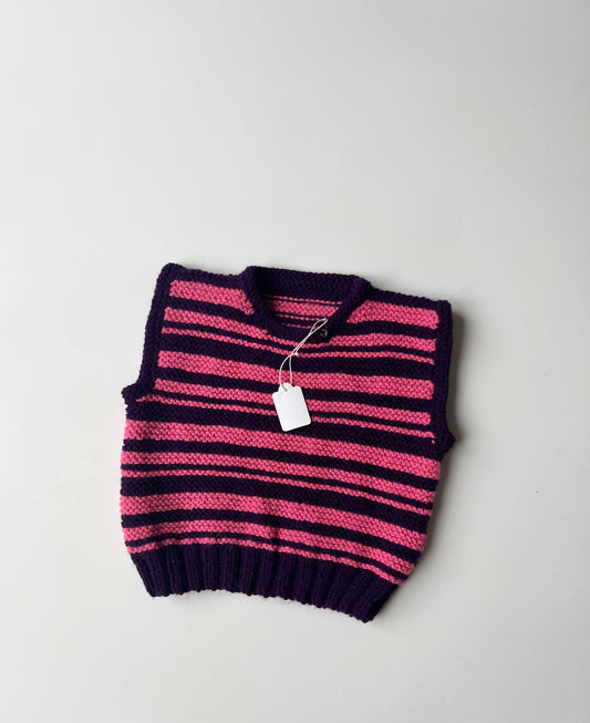 Hand Knitted Kids Striped Vest 2-3 years