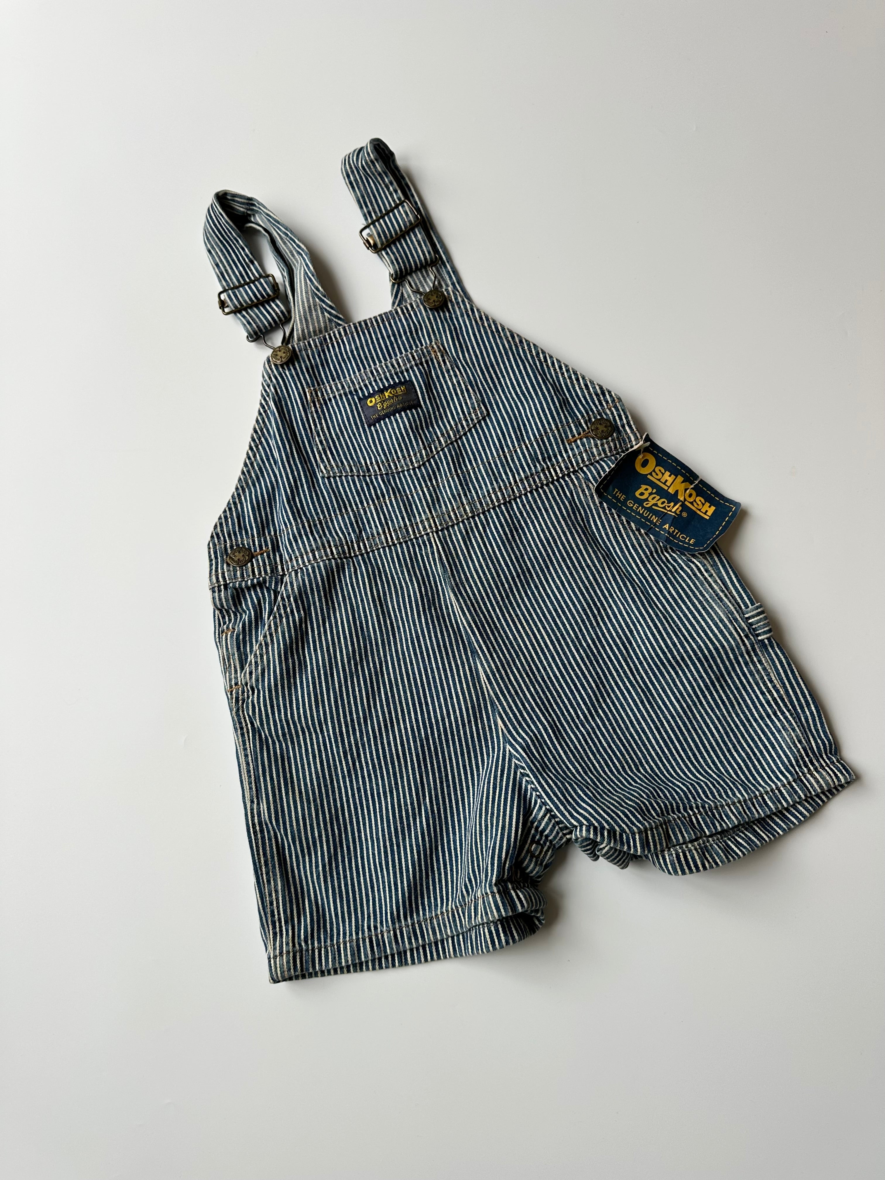 Vintage OshKosh Blue Stripe Dungaree Shorts 4 Years