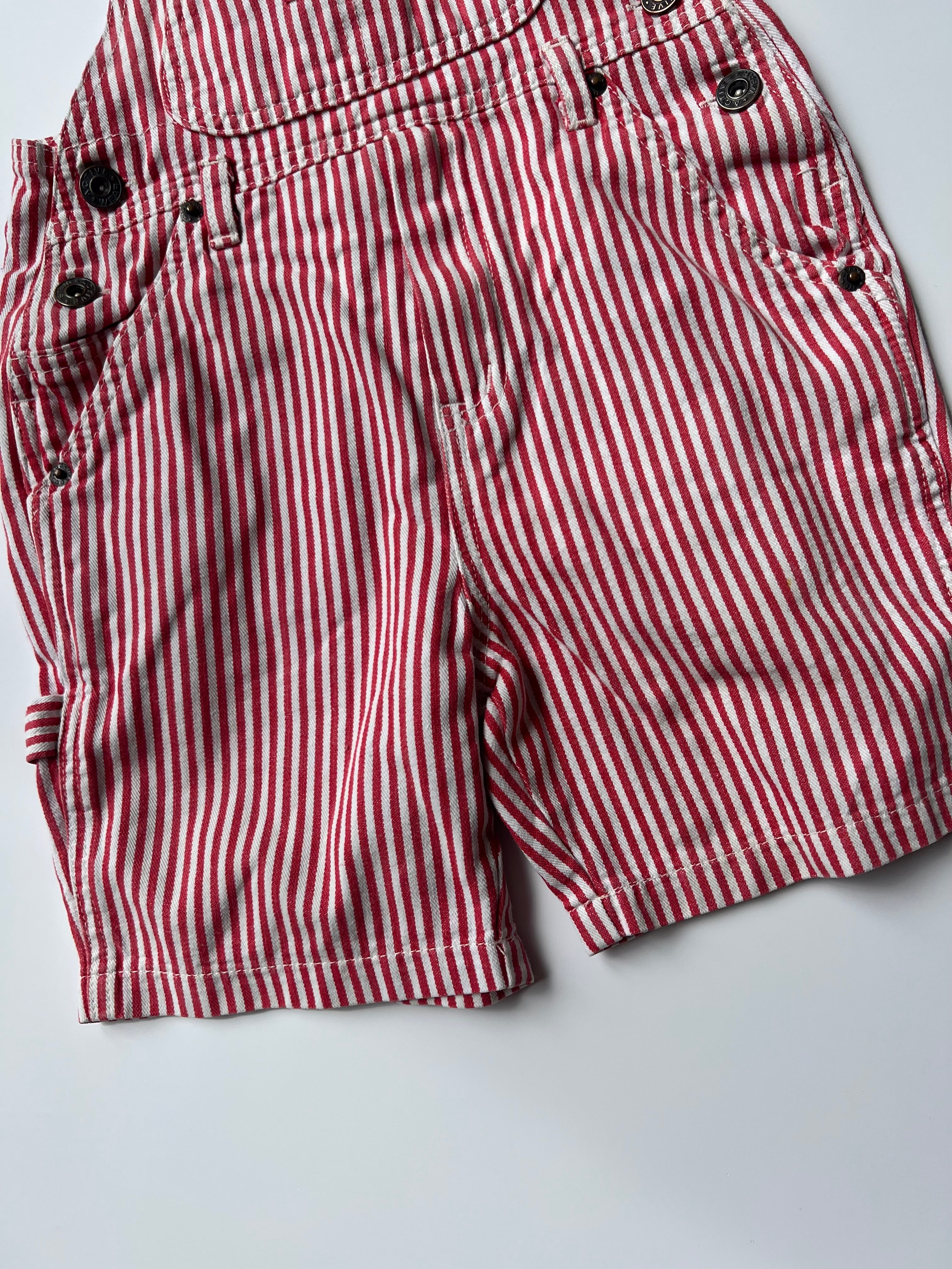 Vintage Red & White Striped Oscar’s Dungaree Shorts 4-6 years