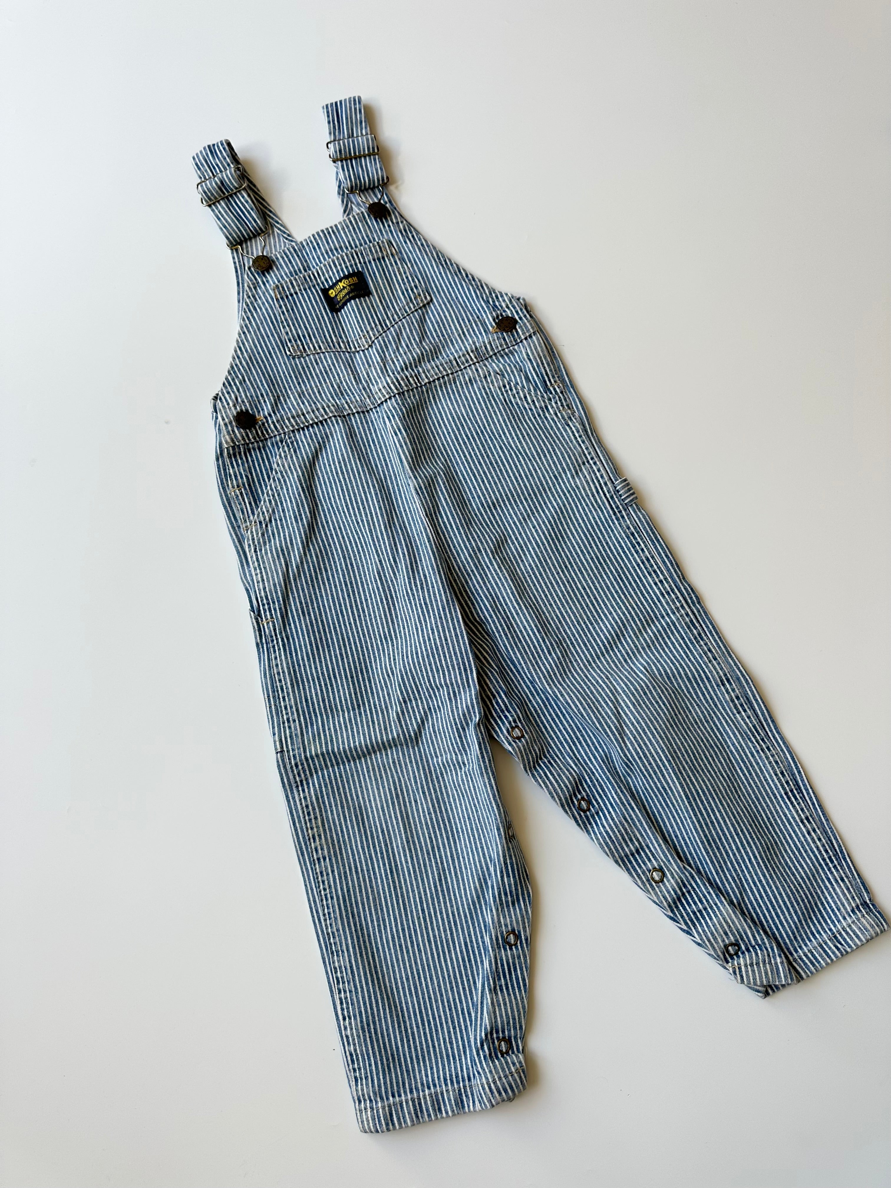 Vintage OshKosh Blue Stripe Dungarees 3-4 Years