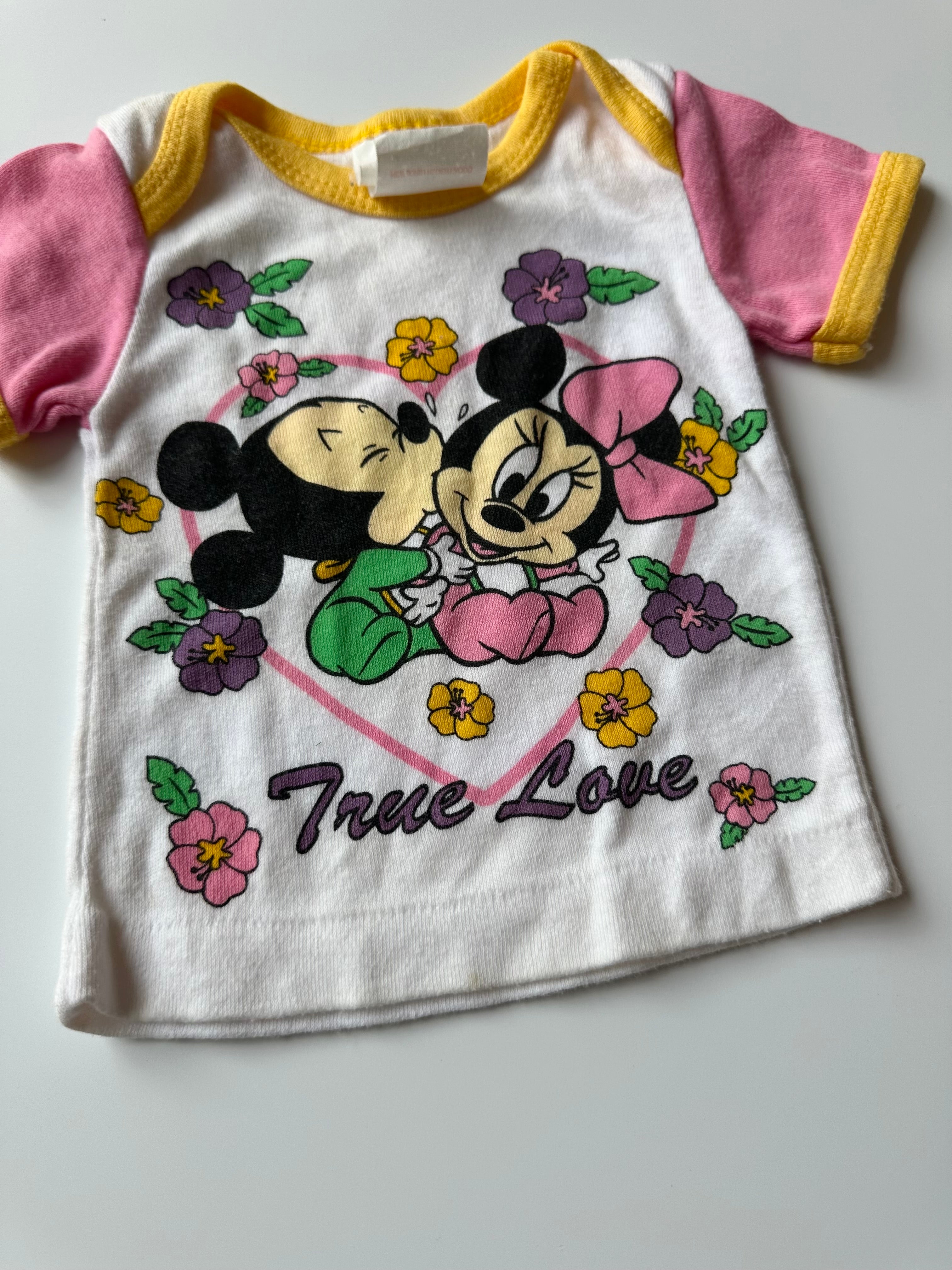 RARE Vintage Disney Mickey & Minnie Mouse Newborn Tee 💕 0-3 Months